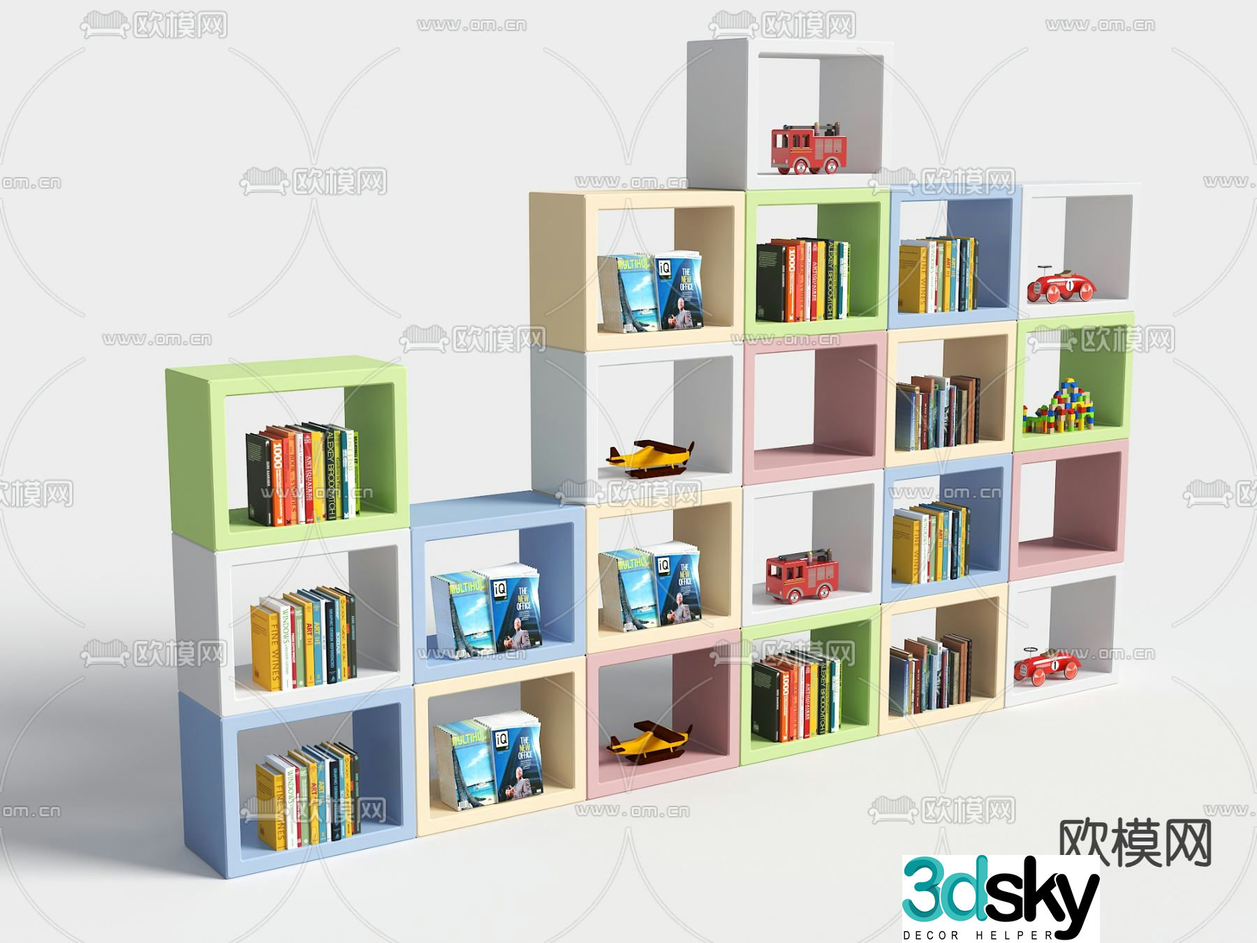 Children’s bookcase locker 3d model