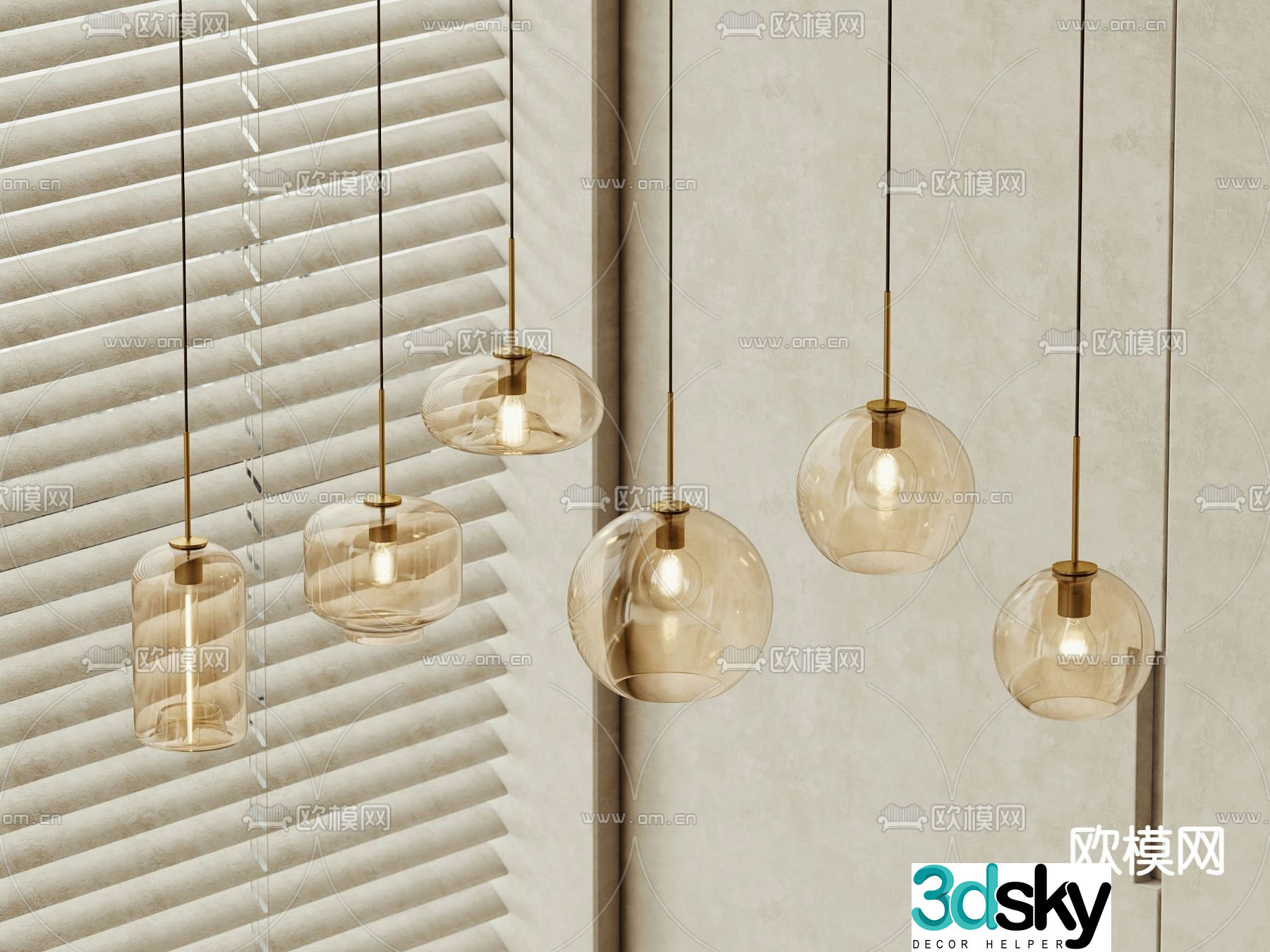 Glass small chandelier 3d model