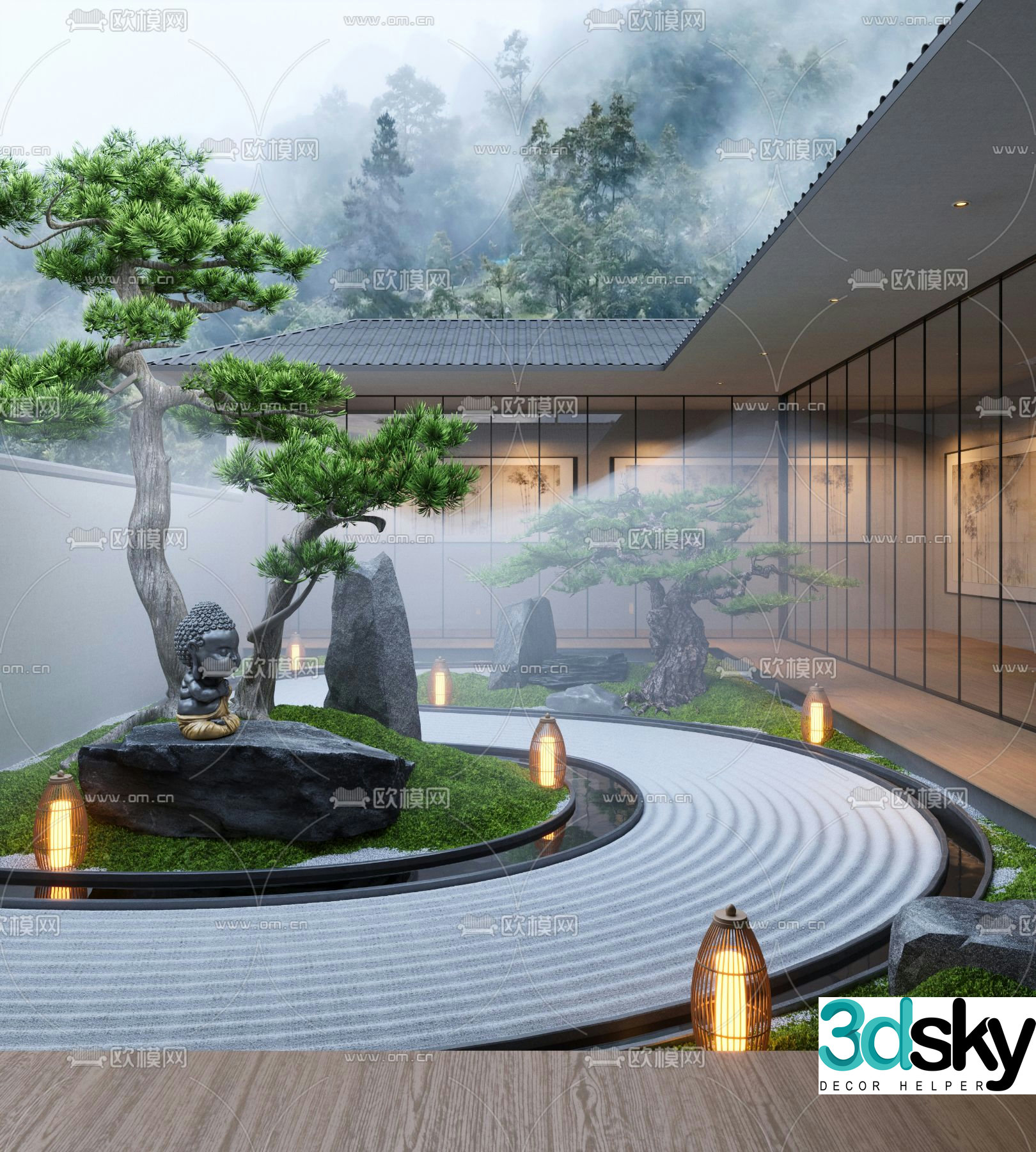 Courtyard Landscape Courtyard Dry Landscape 3D Model