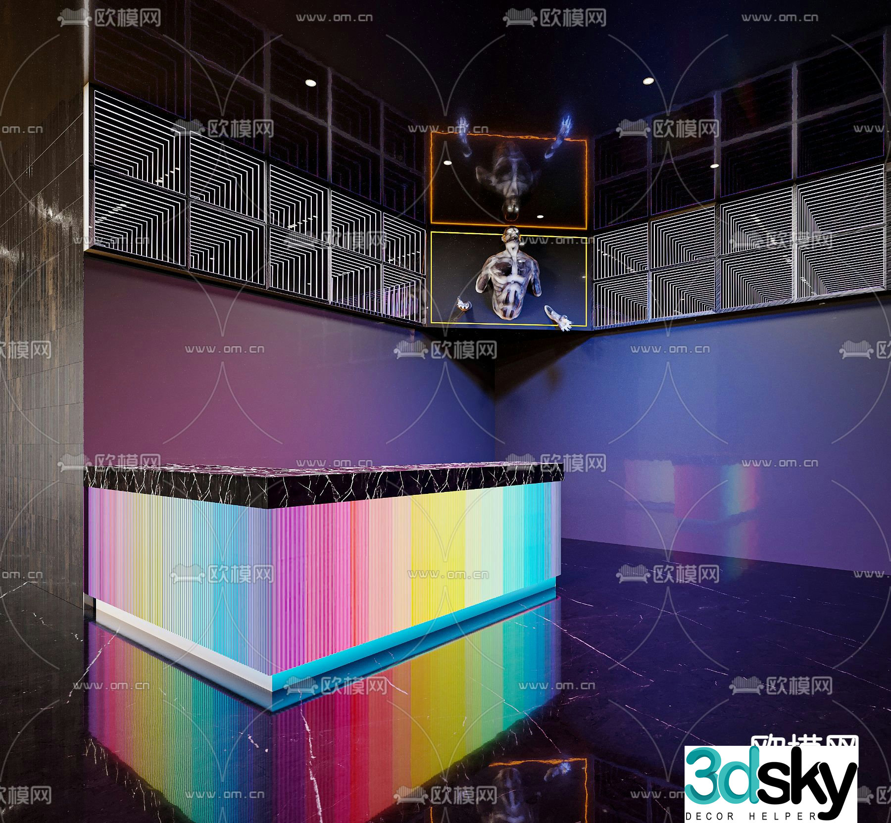 Cyberpunk reception desk 3d model