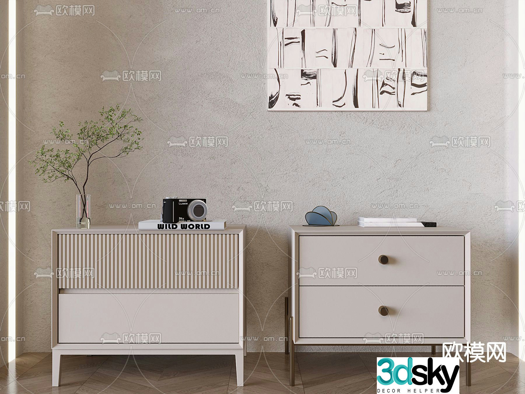 Modern bedside table 3d model
