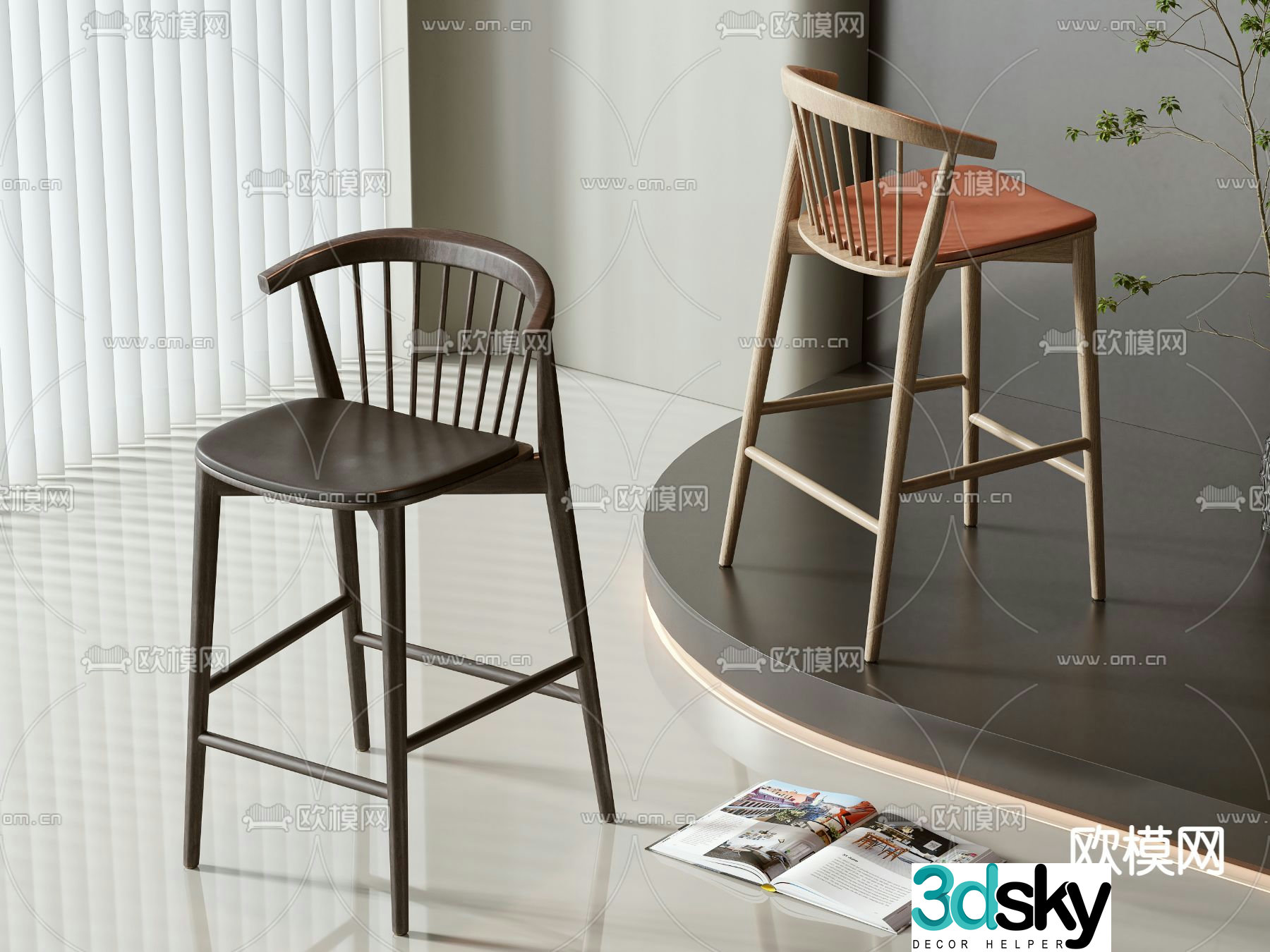 Wabi Sabi bar stool bar stool high stool 3d model