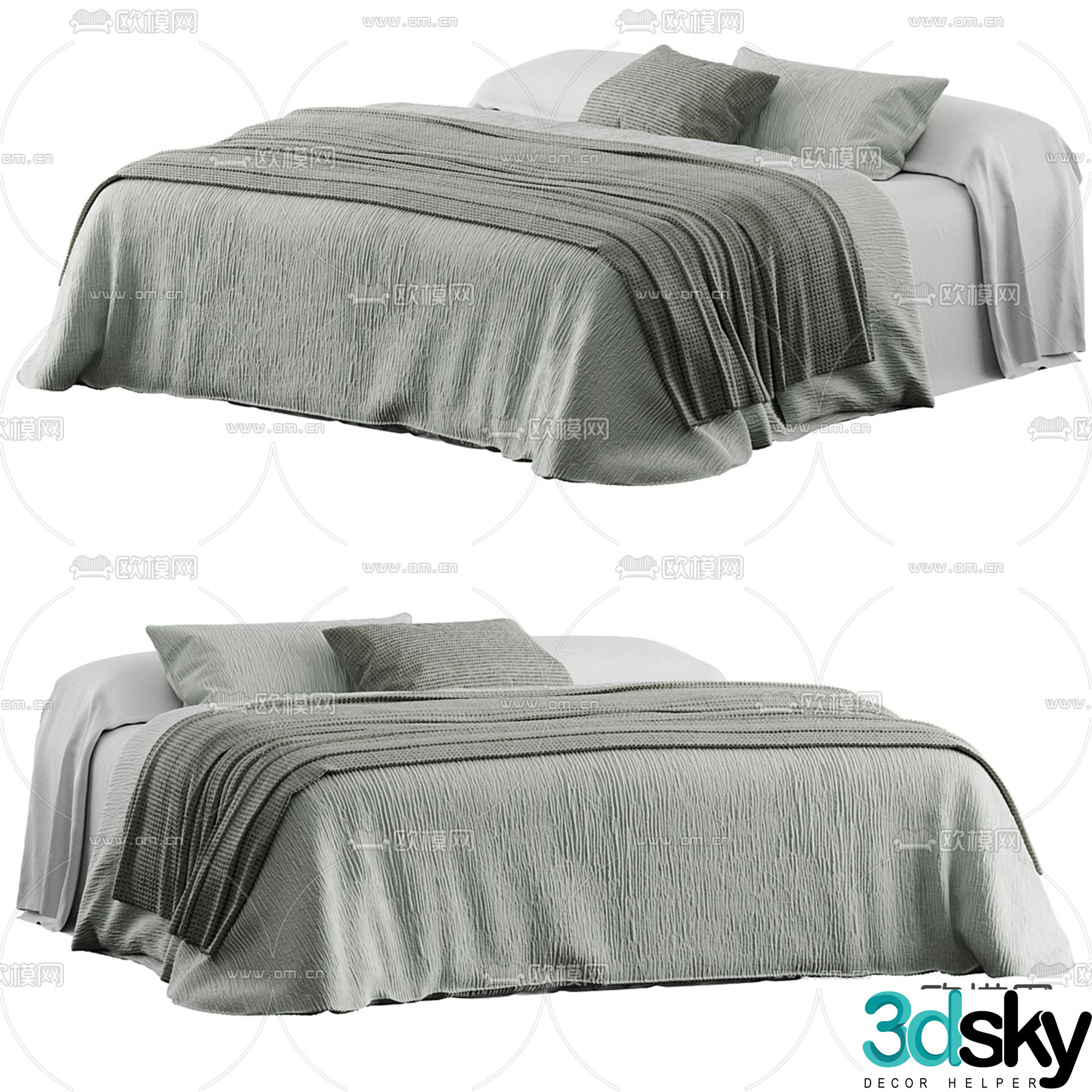 Fabric double bed 3d model