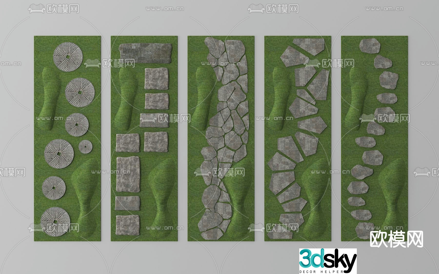 Landscape steps bluestone road courtyard gravel road 3D model