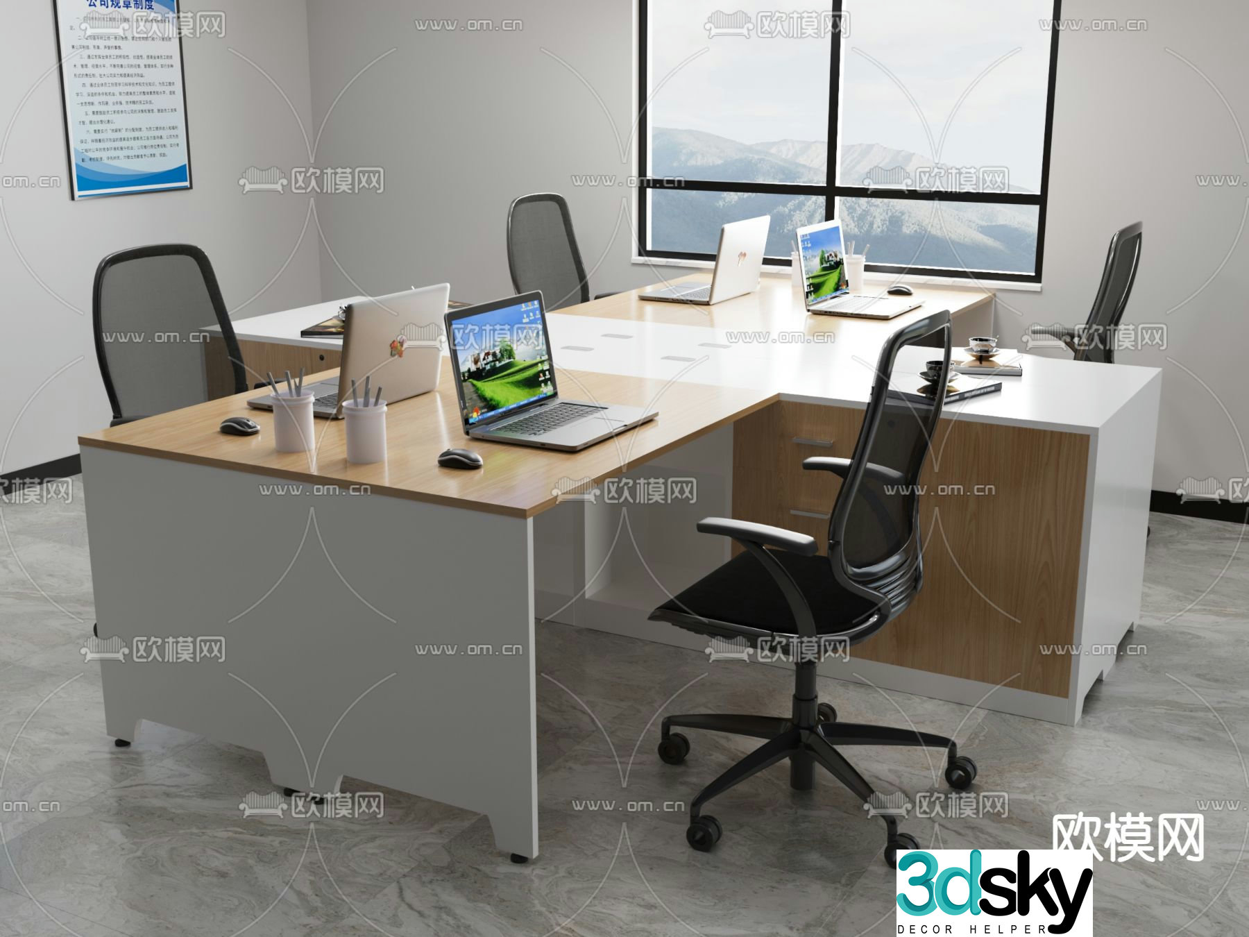 Card space desk workstation 3D model