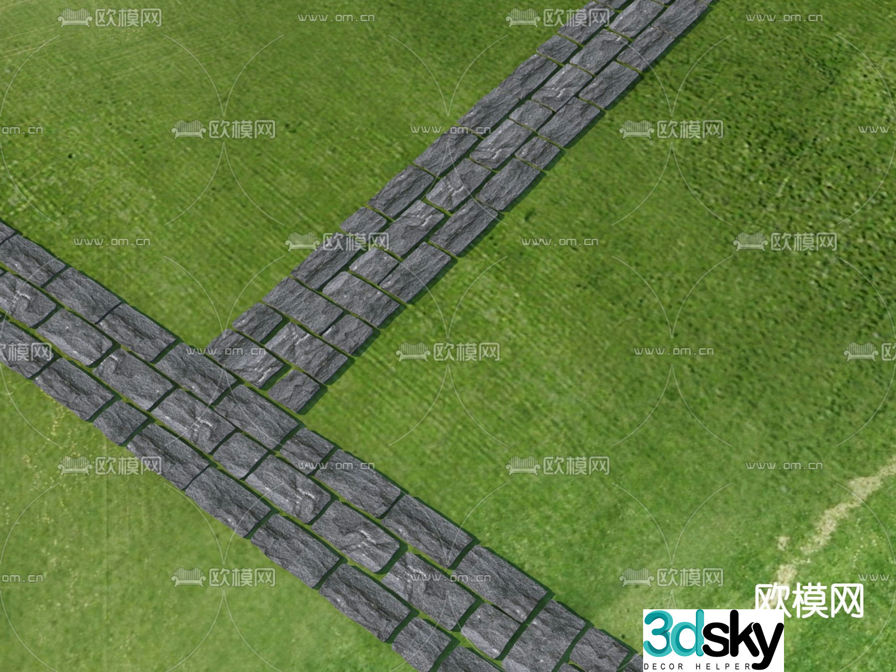Landscape garden road park steps paving 3D model
