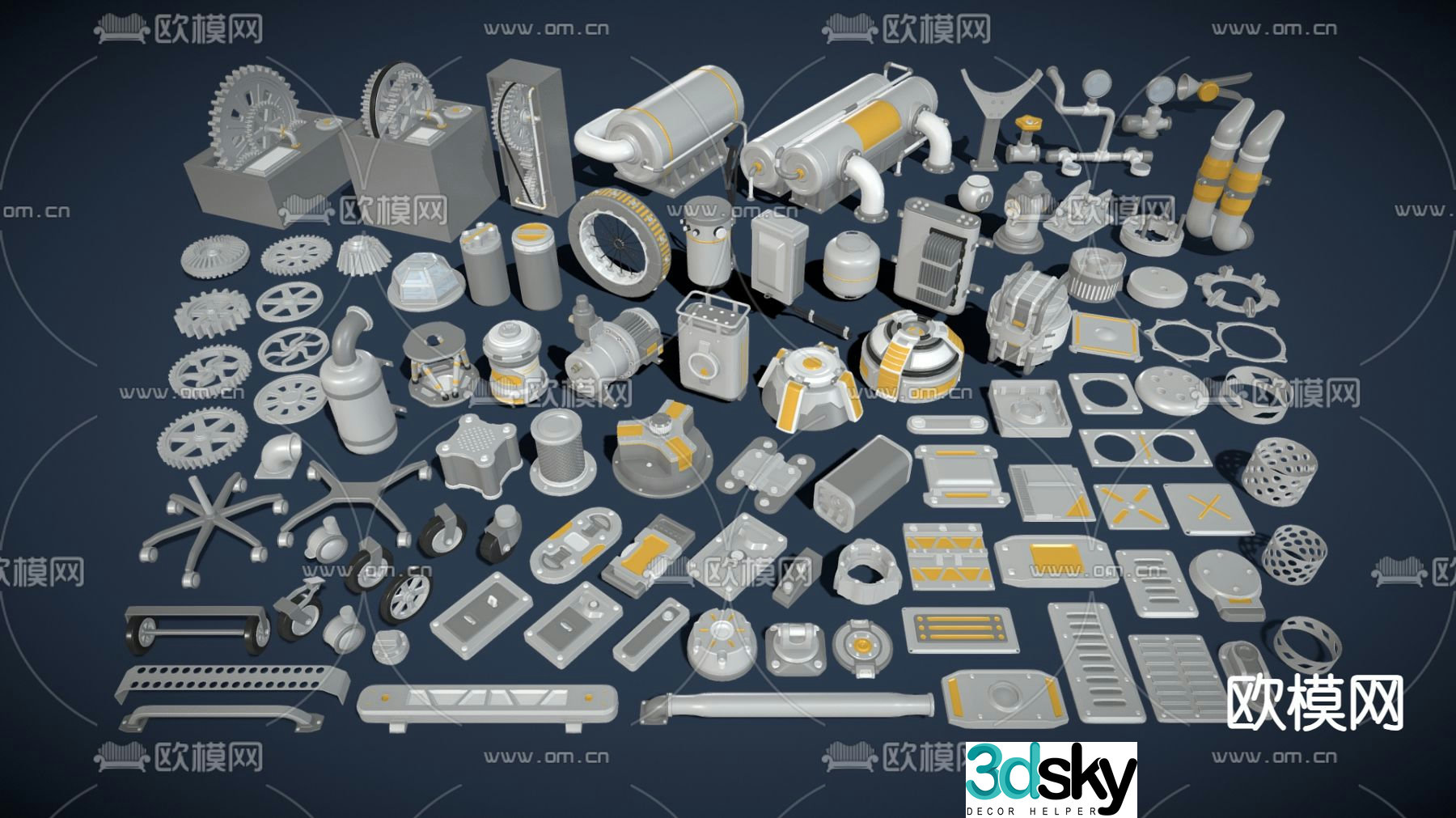 Mechanical parts storage tank industrial pipe 3d model