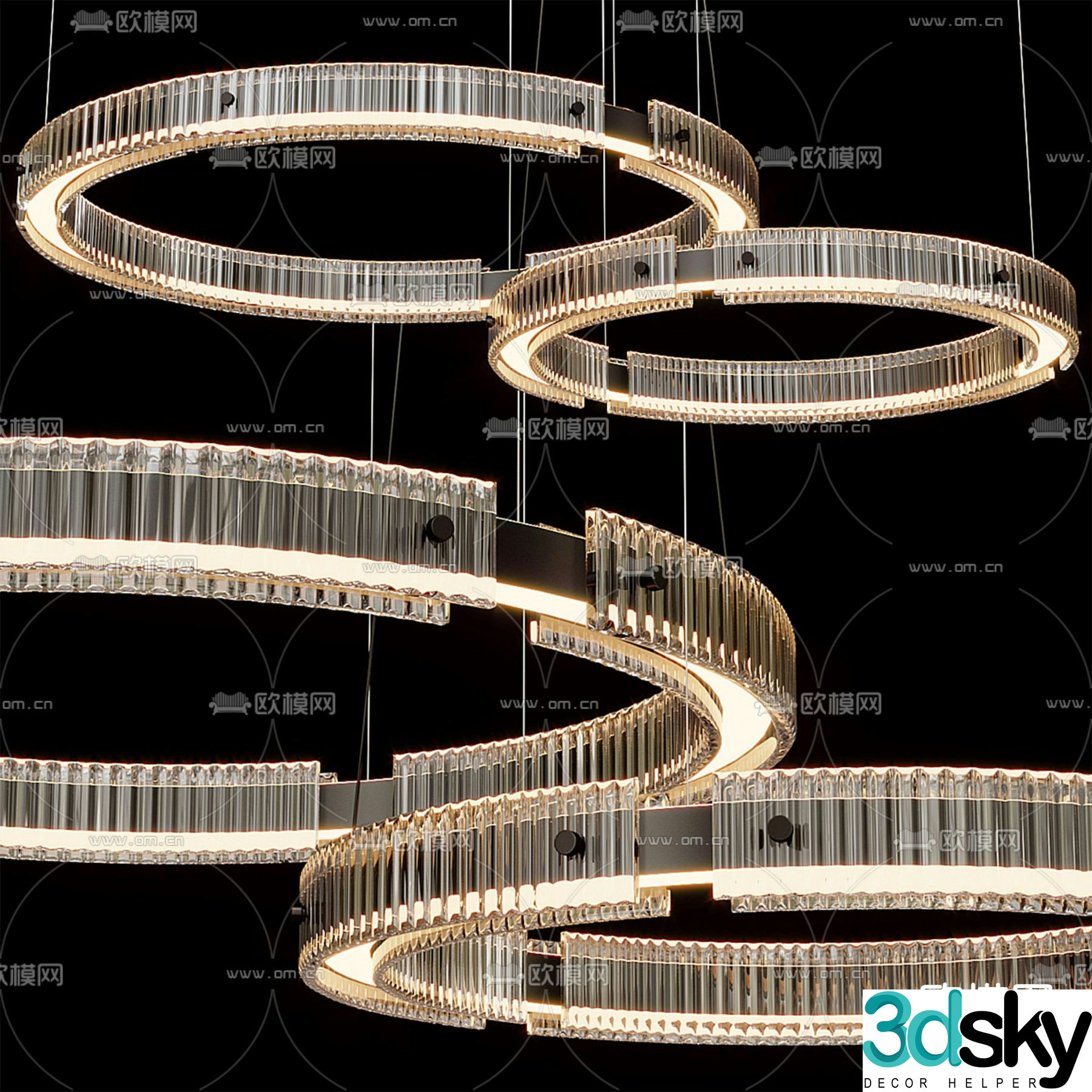 Light luxury chandelier ring chandelier 3d model