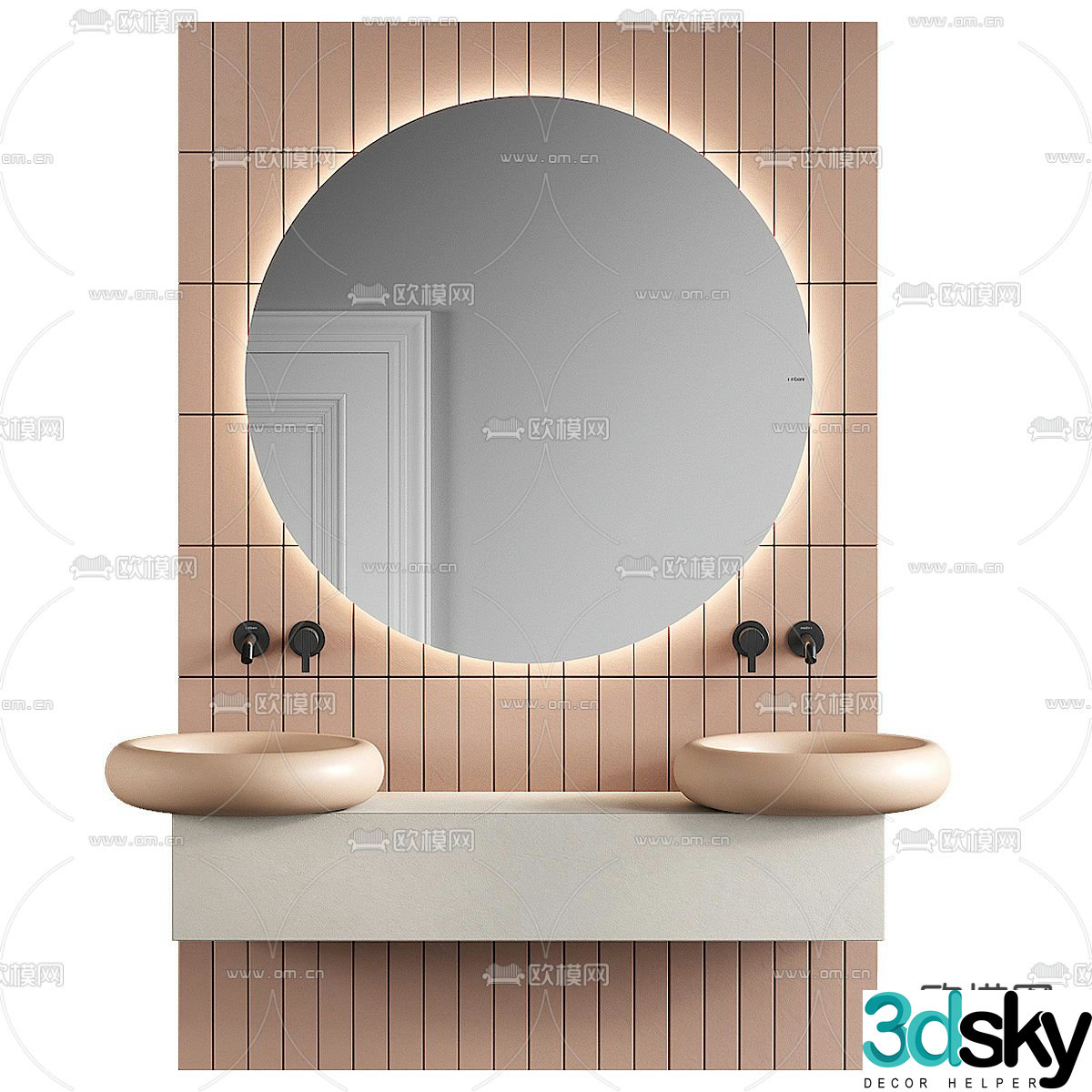 Washbasin double basin washbasin 3d model