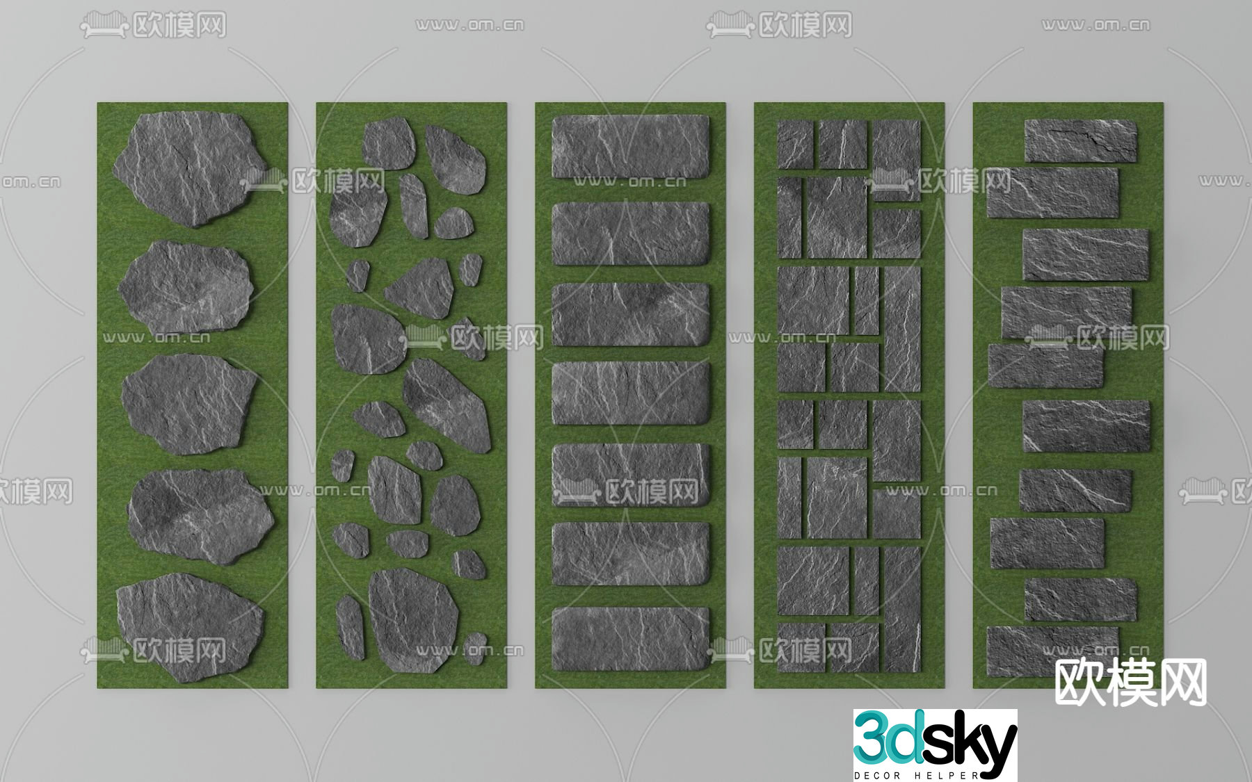 Landscape steps bluestone road courtyard gravel road 3D model