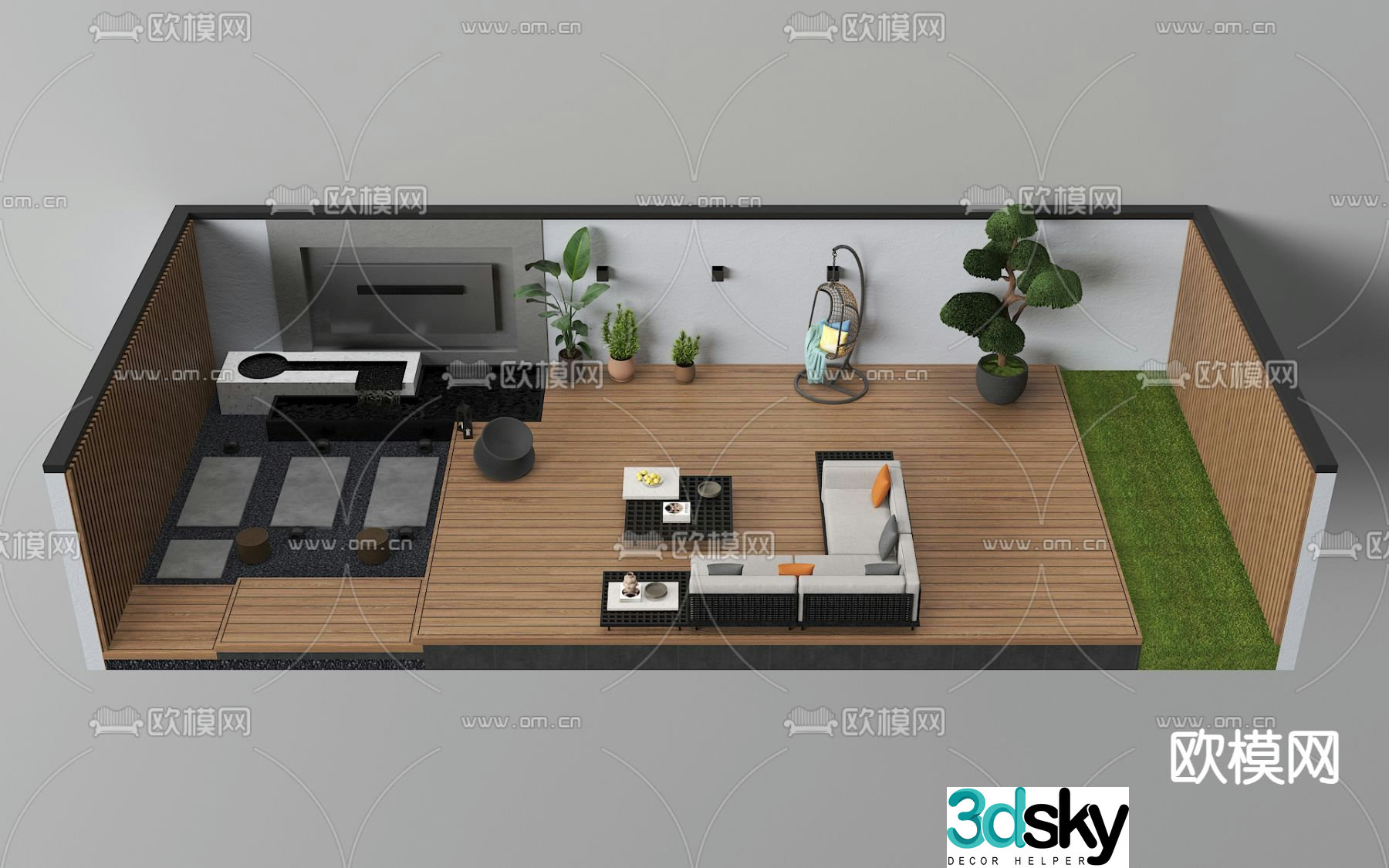Courtyard landscape garden 3d model
