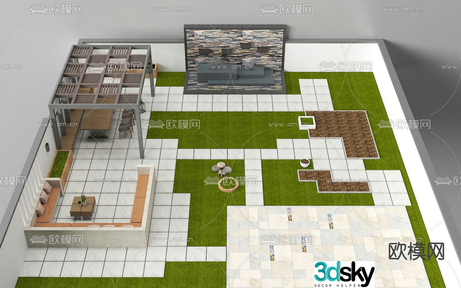 Courtyard landscape courtyard garden 3d model