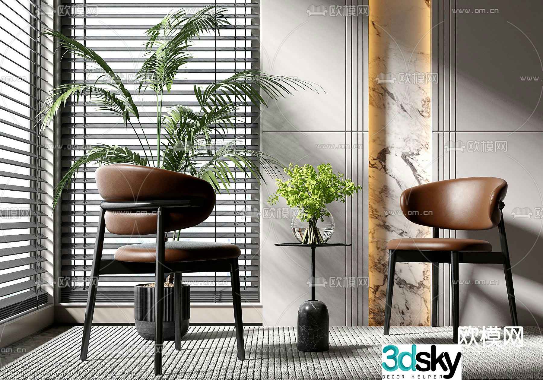 leather chair dining chair 3d model