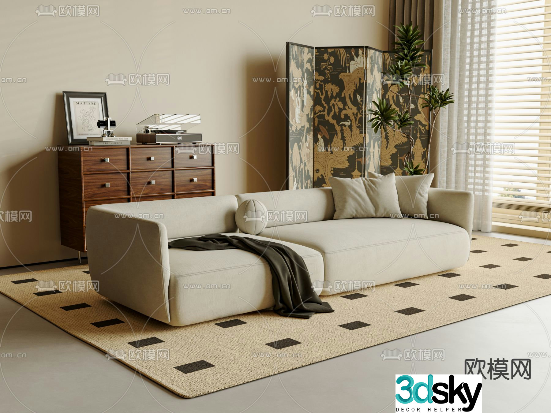 Medieval style sofa double sofa 3d model