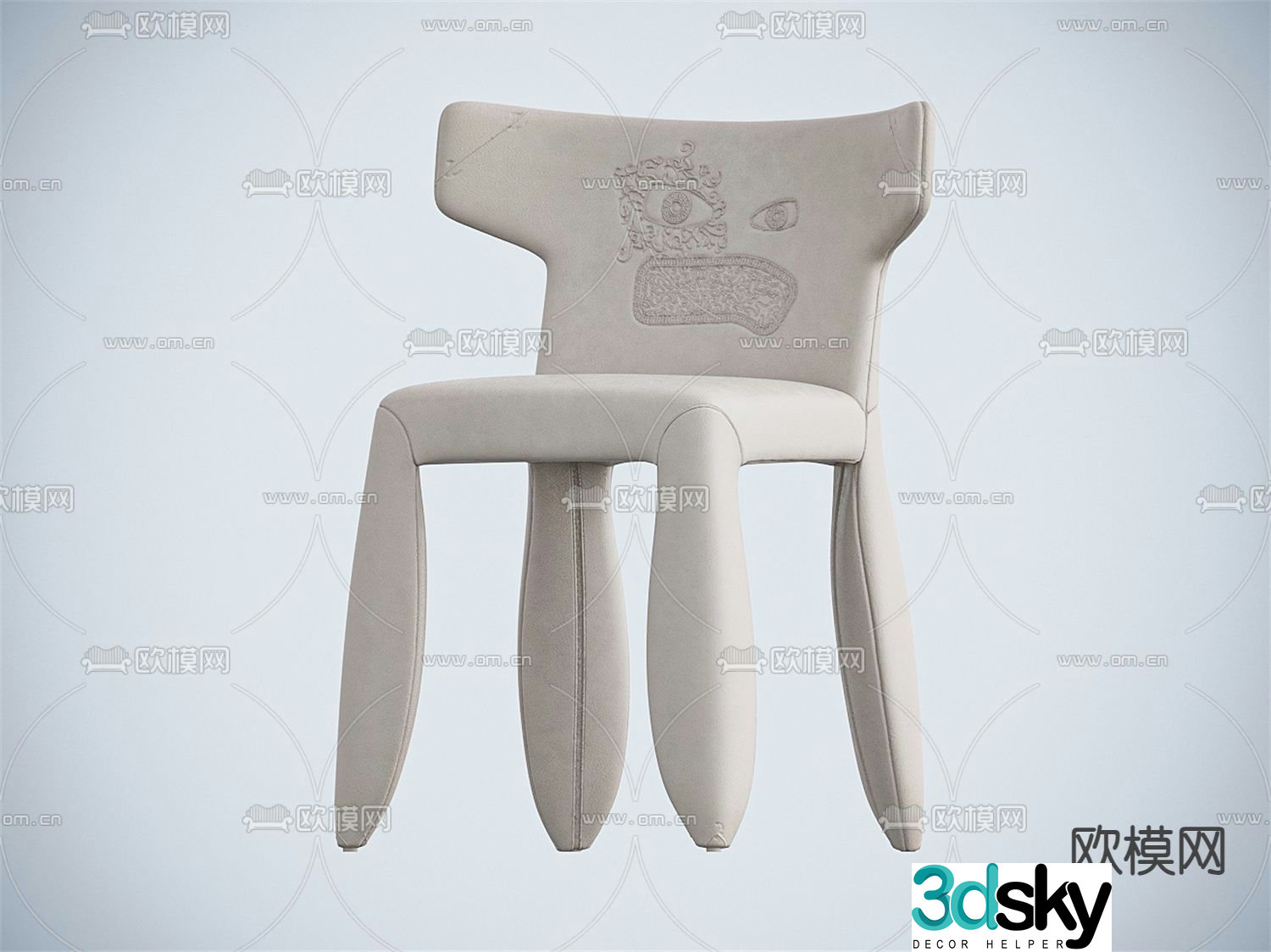Cream style children’s chair small chair 3d model