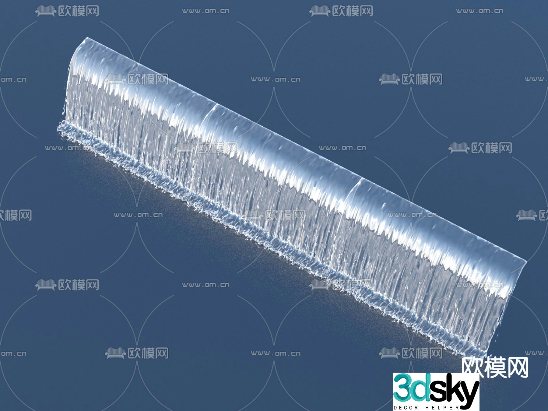 Flowing water small waterfall waterscape 3d model