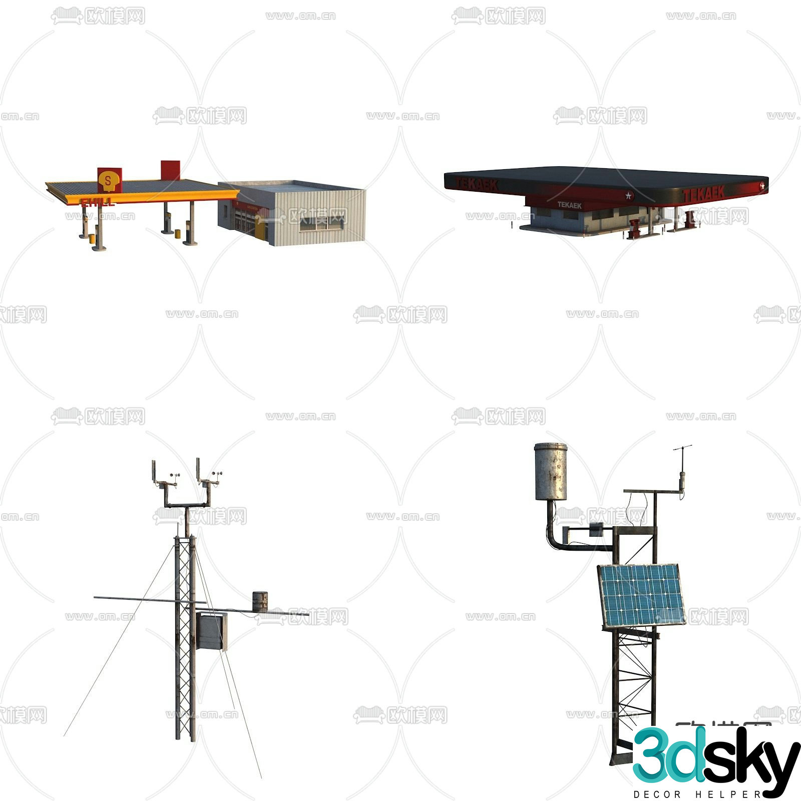 Gas station industrial equipment 3d model