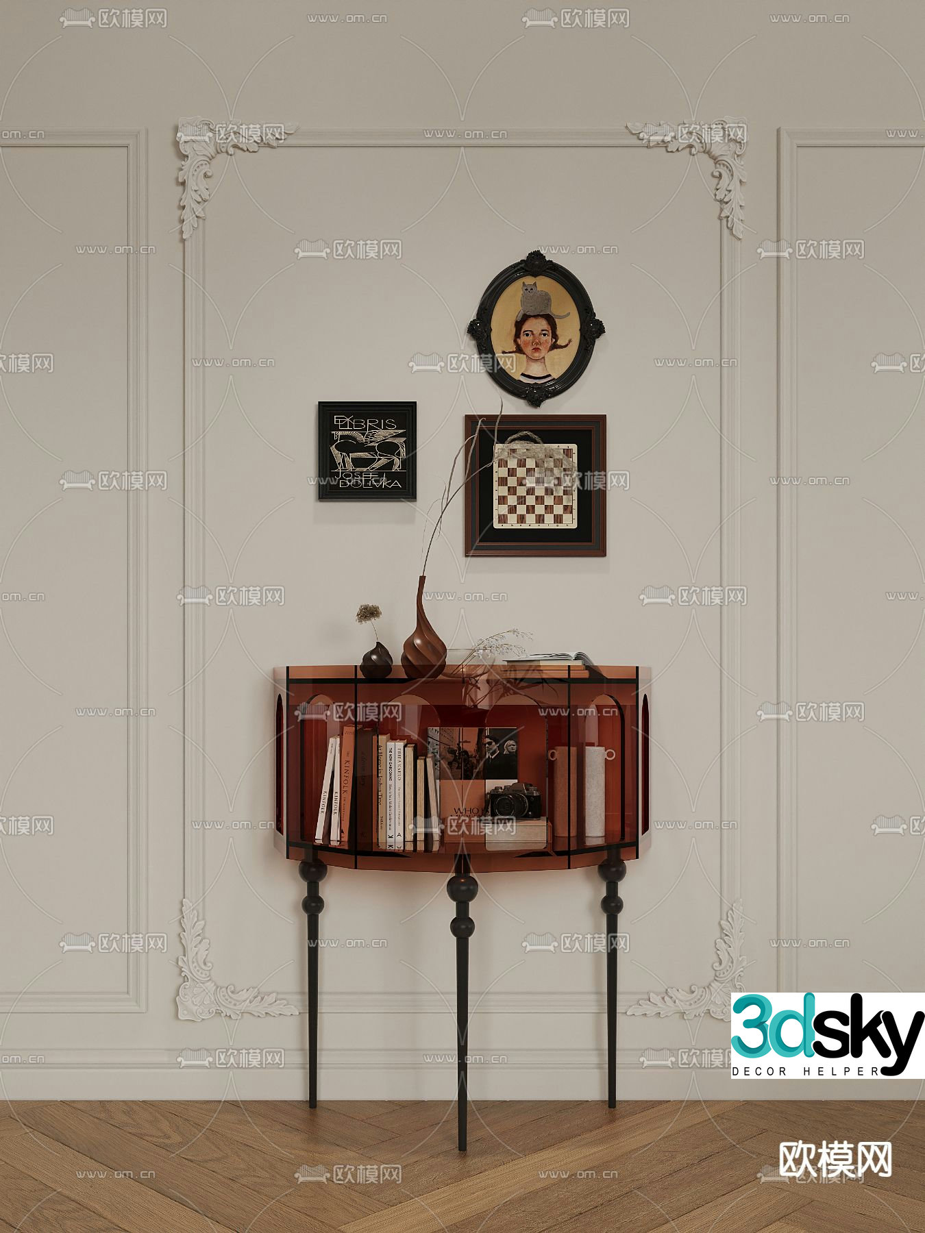 French decorative cabinet cabinet 3d model
