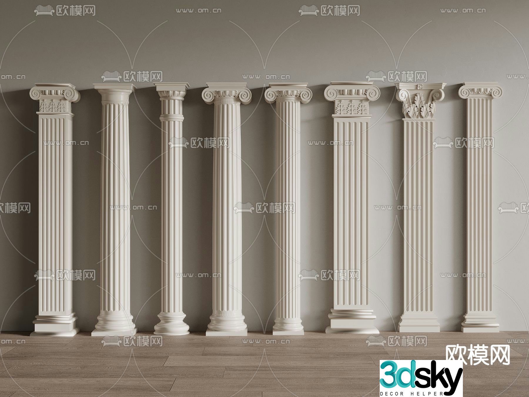 French column Roman column Square column Cylinder 3D model