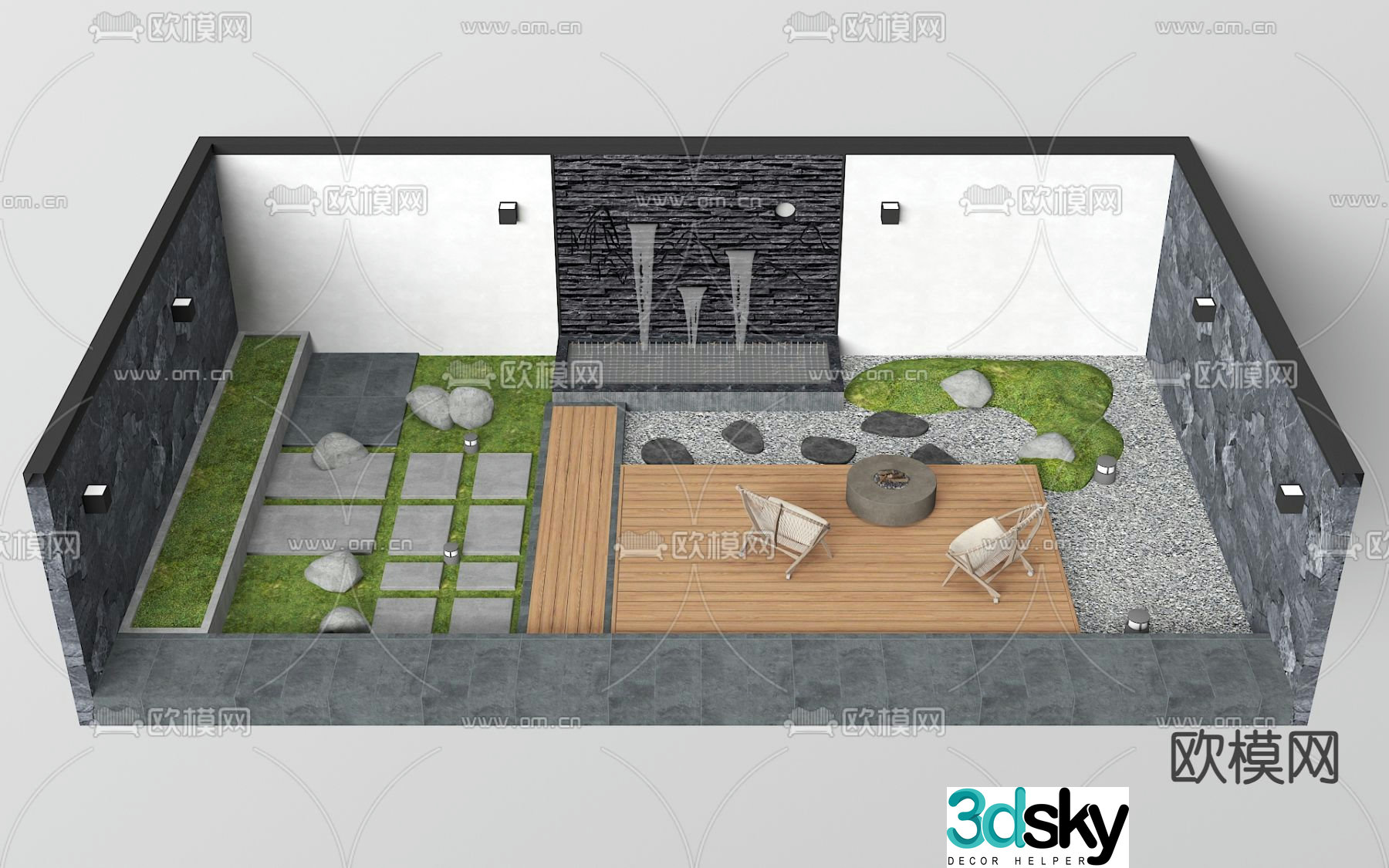 Courtyard landscape garden 3d model