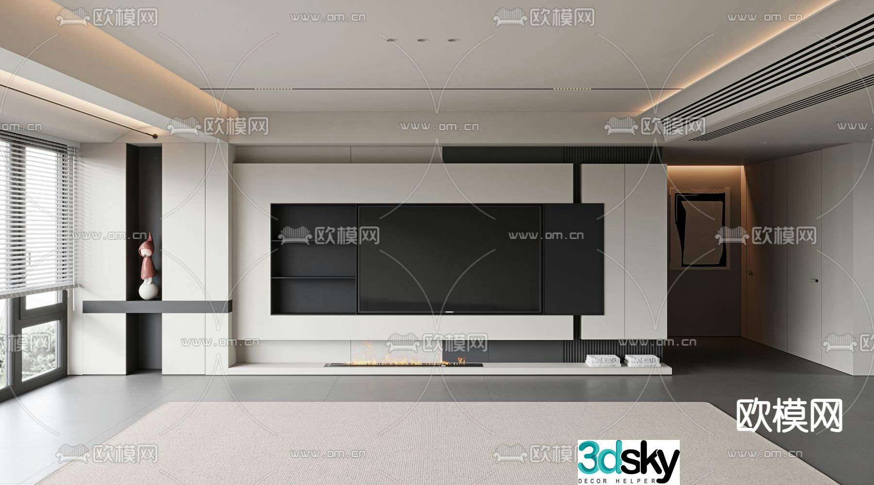 Modern TV background wall 3d model