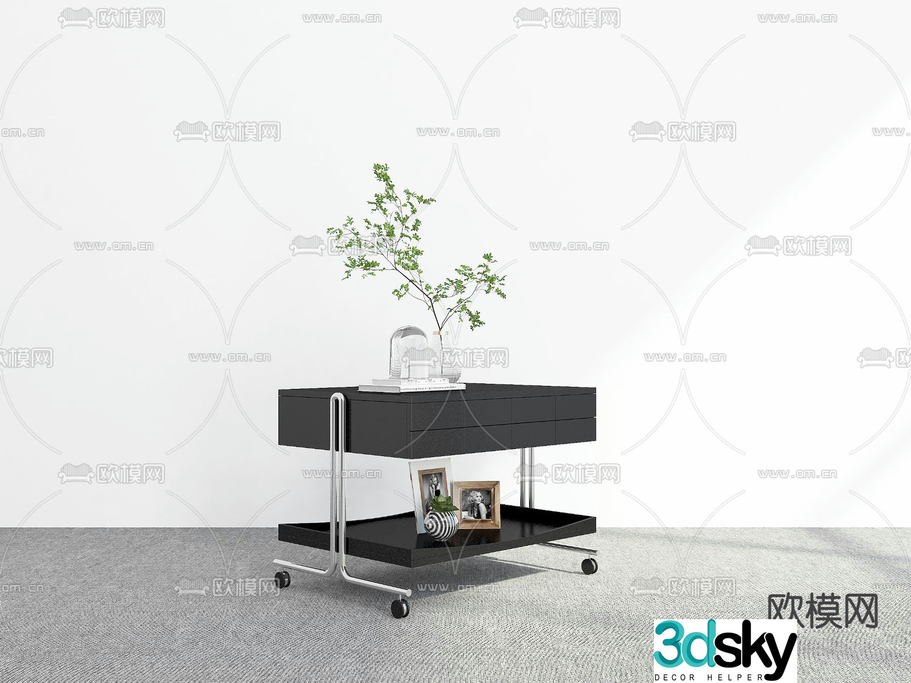 Movable bedside table Movable corner table 3D model