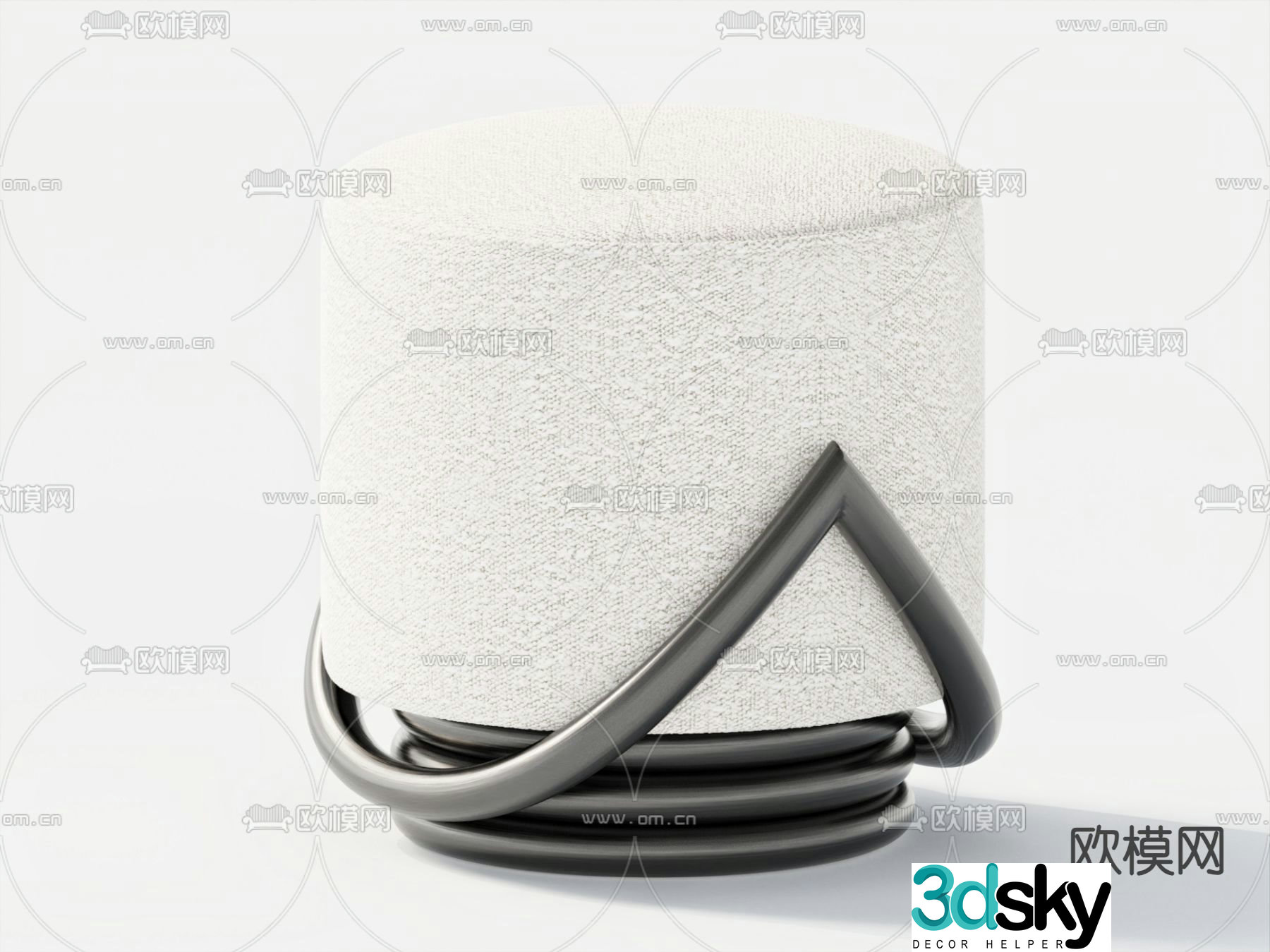 Modern shoe changing stool low stool round stool 3D model