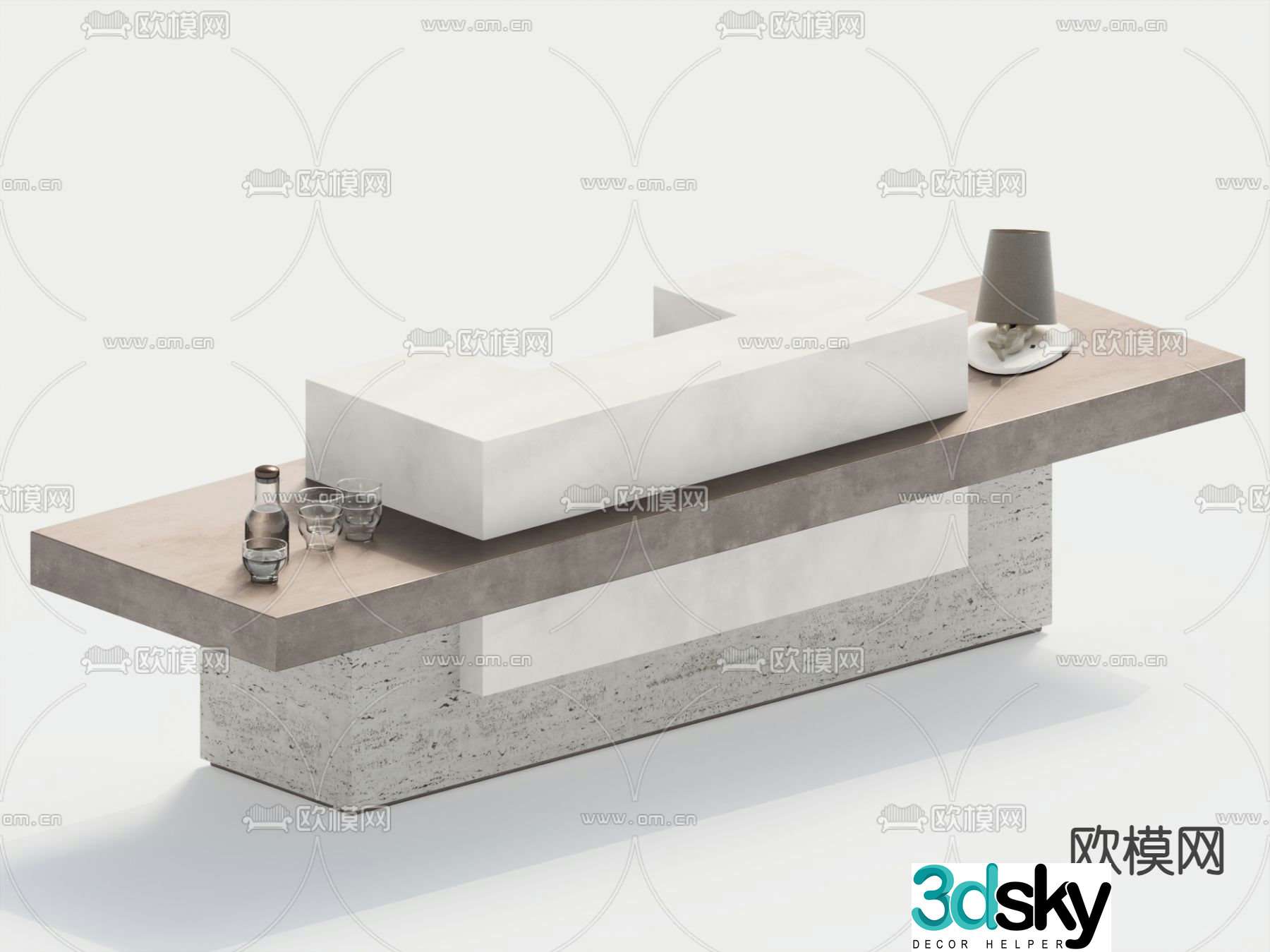 Front desk reception desk service desk 3d model