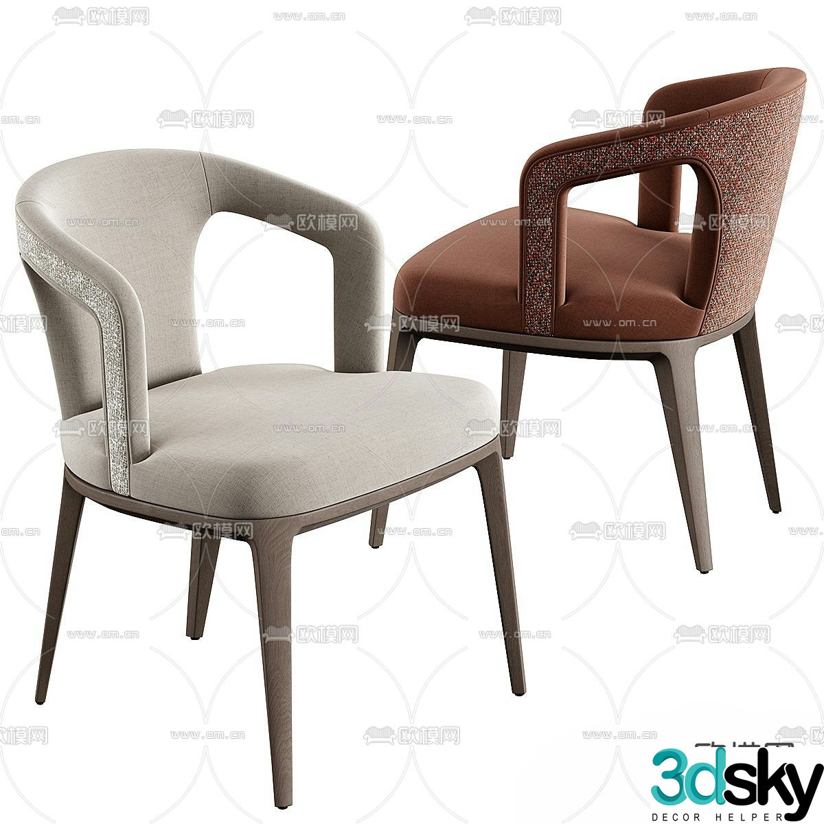 Hopp modern chair dining chair 3d model