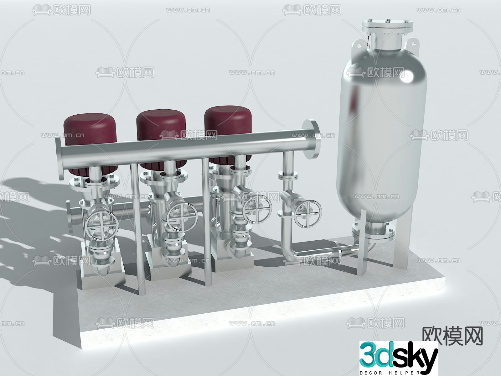 Domestic water supply complete set of water supply pump 3D model