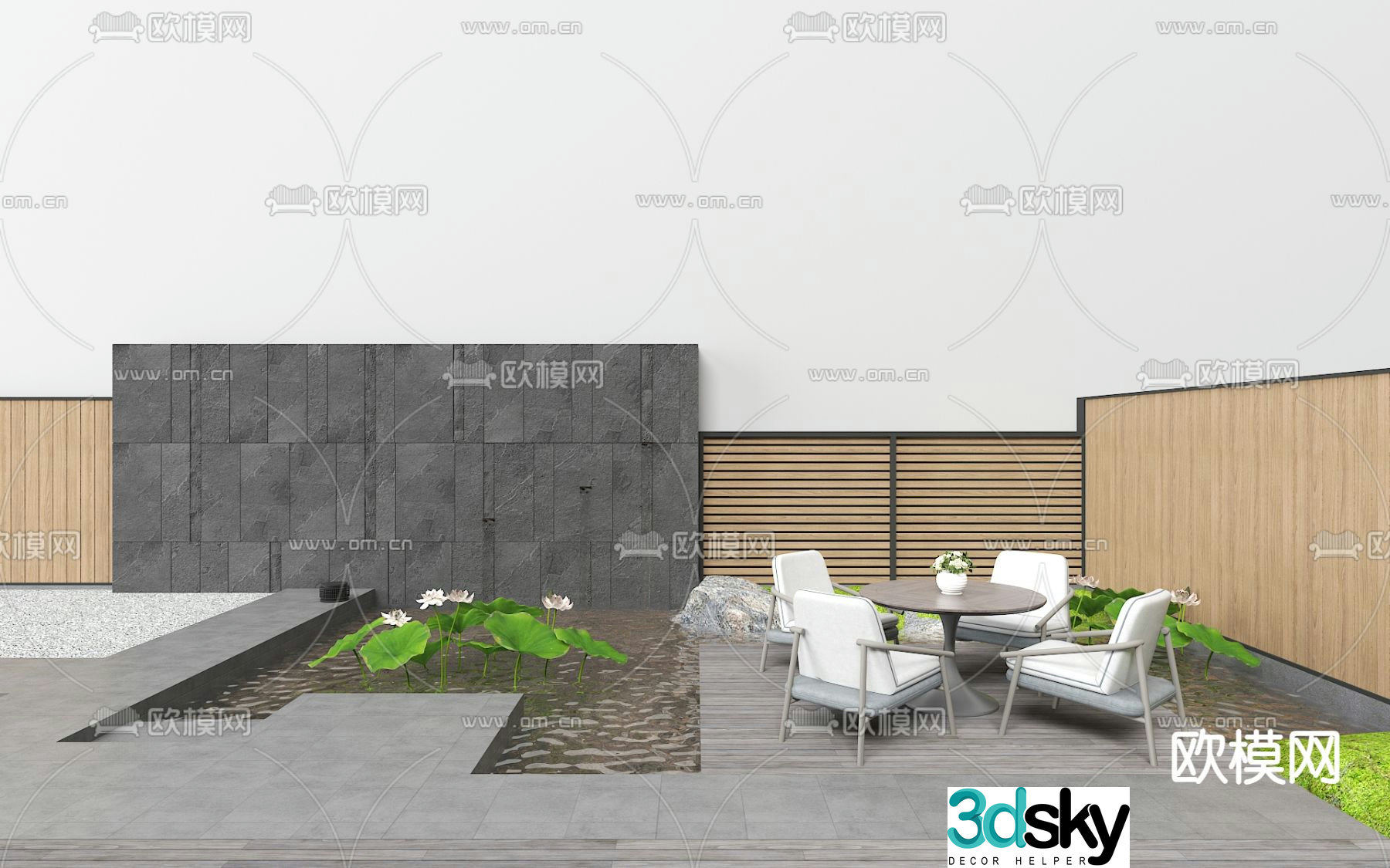 Courtyard landscape garden 3d model