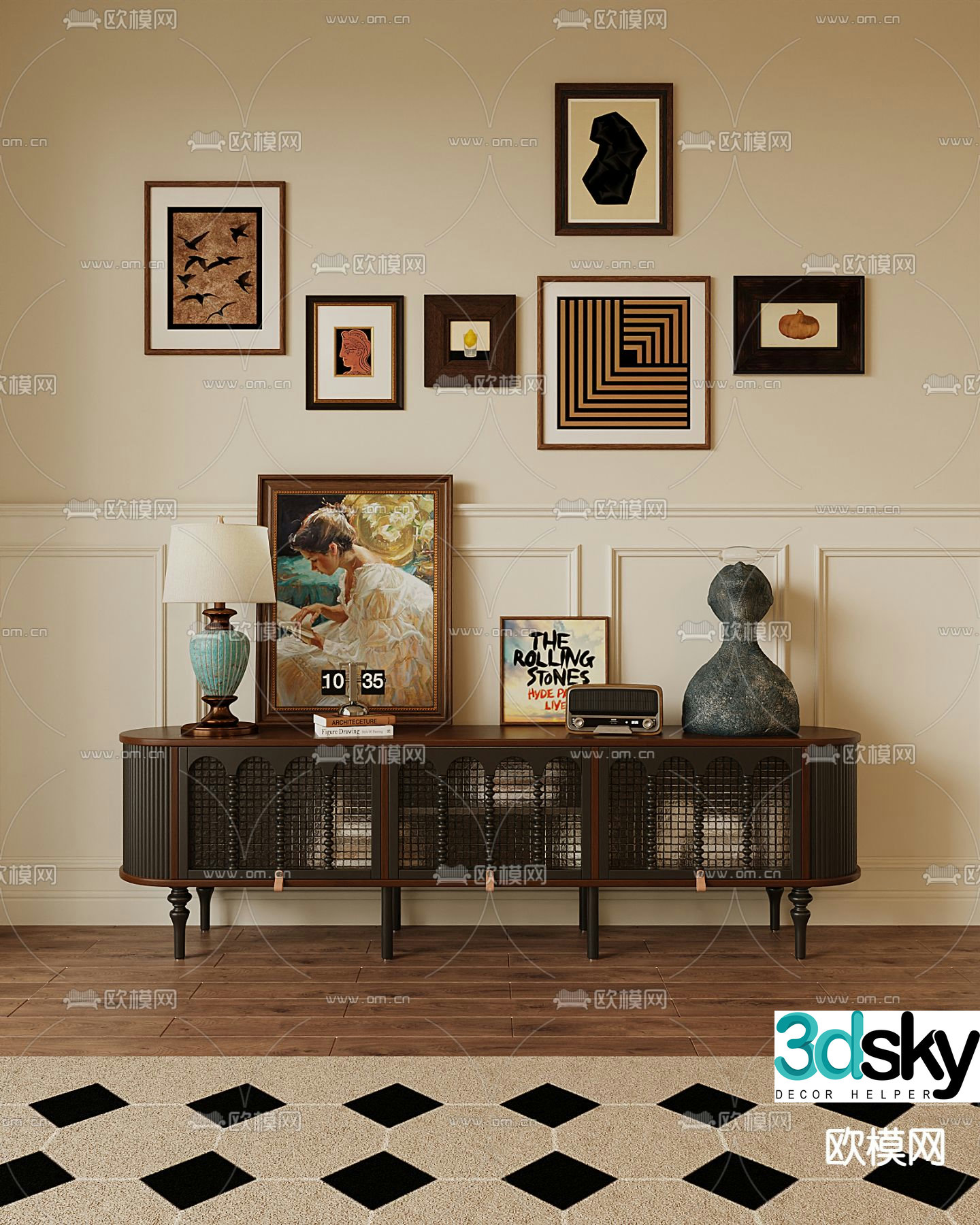 French TV cabinet 3d model