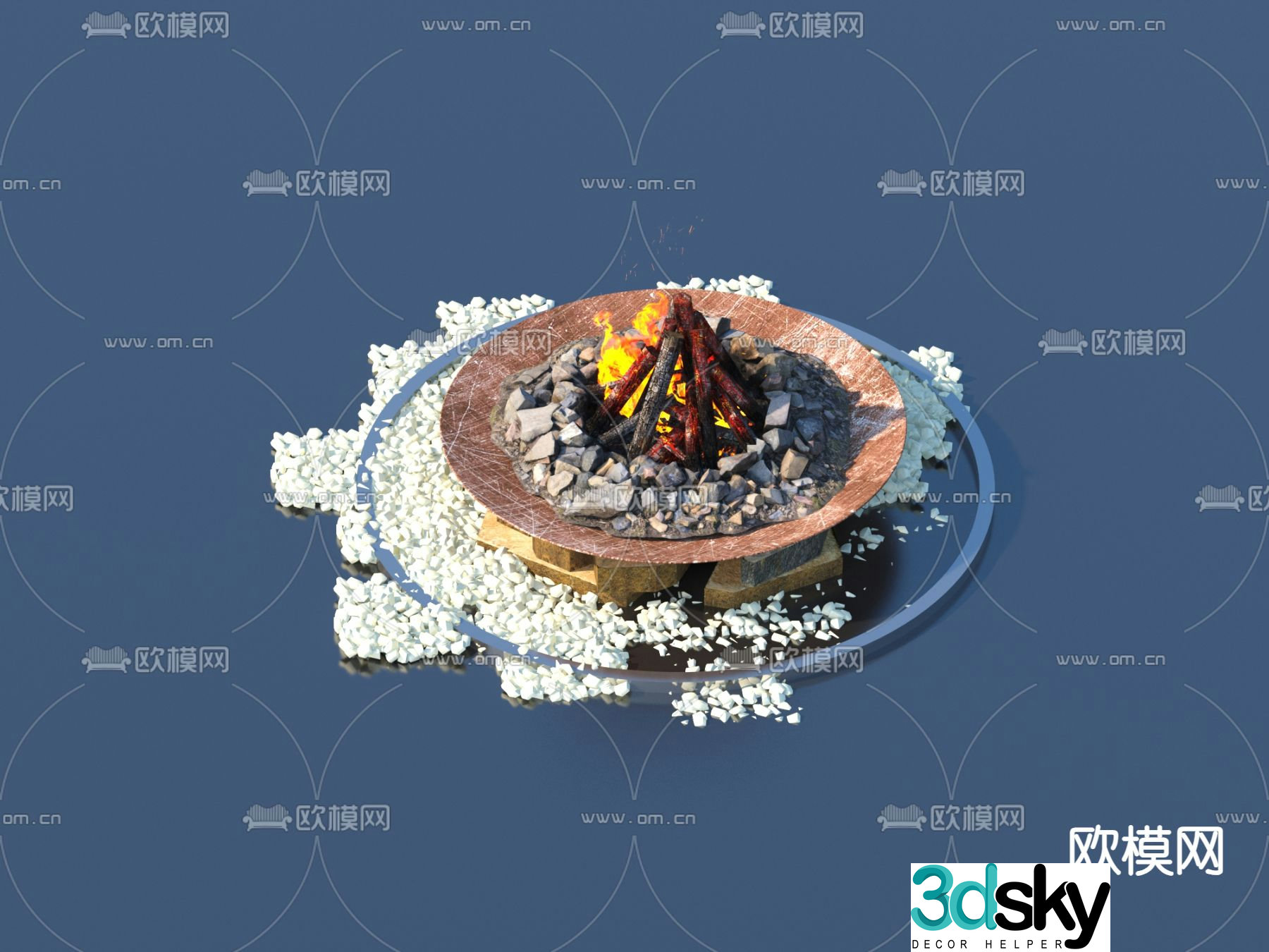 Outdoor sketch bonfire fire pit brazier 3d model