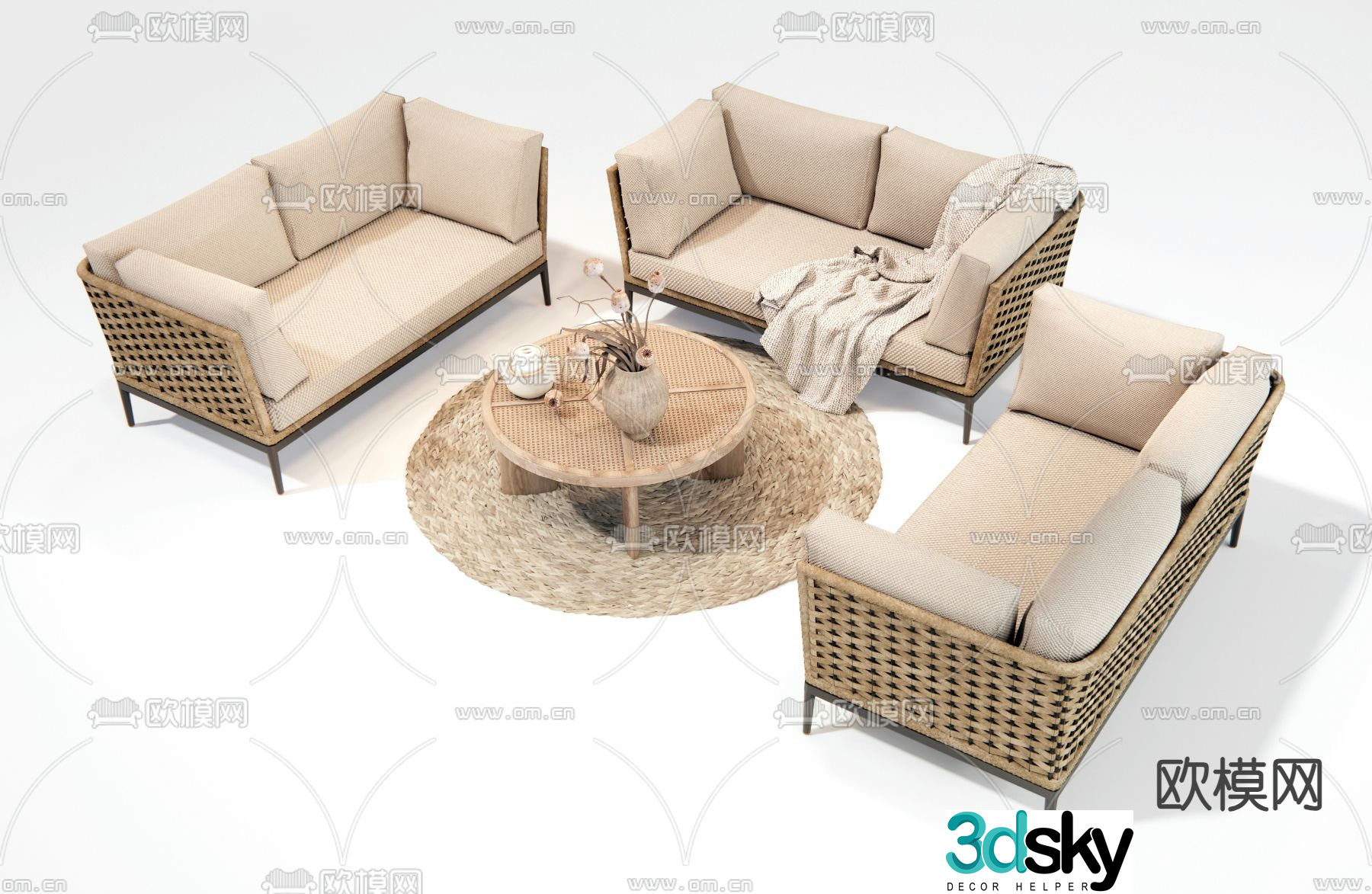 Outdoor sofa modular sofa 3d model