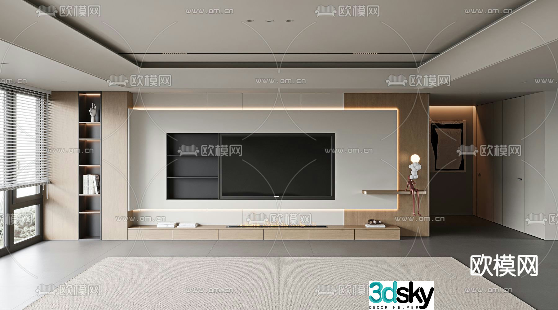 Modern TV background wall 3d model