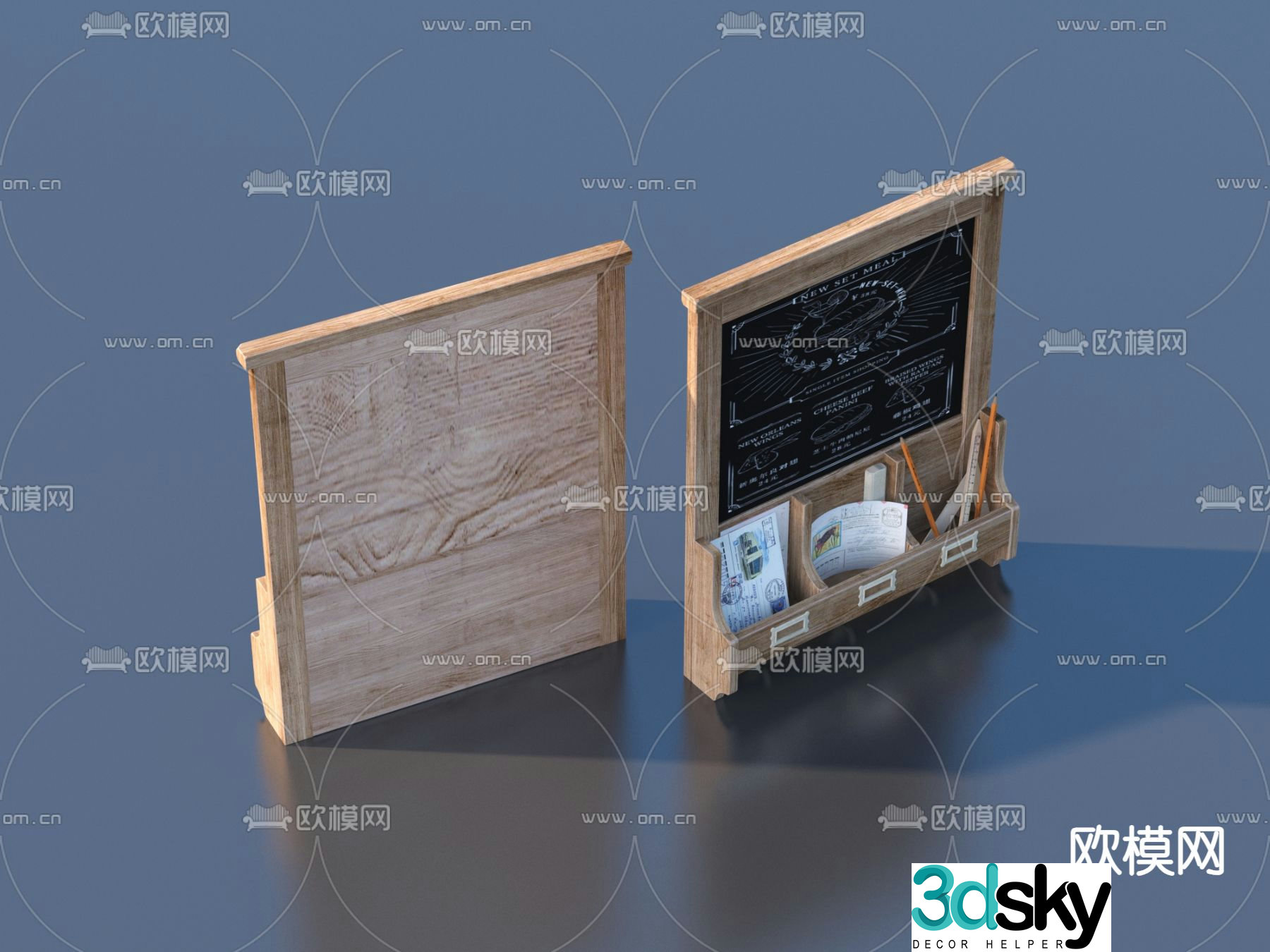 Graffiti wall chalk drawing small blackboard 3d model