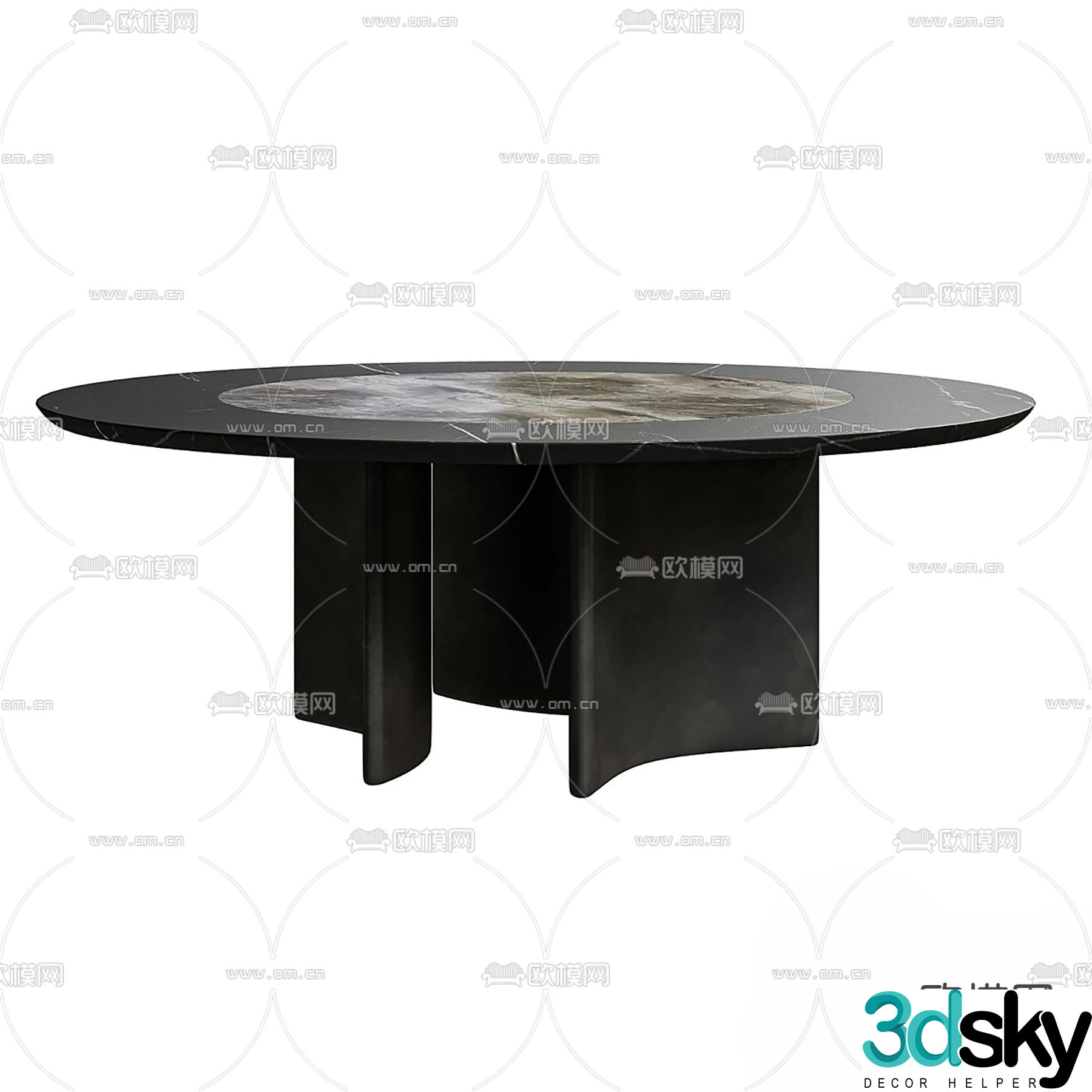 Modern large round dining table 3d model