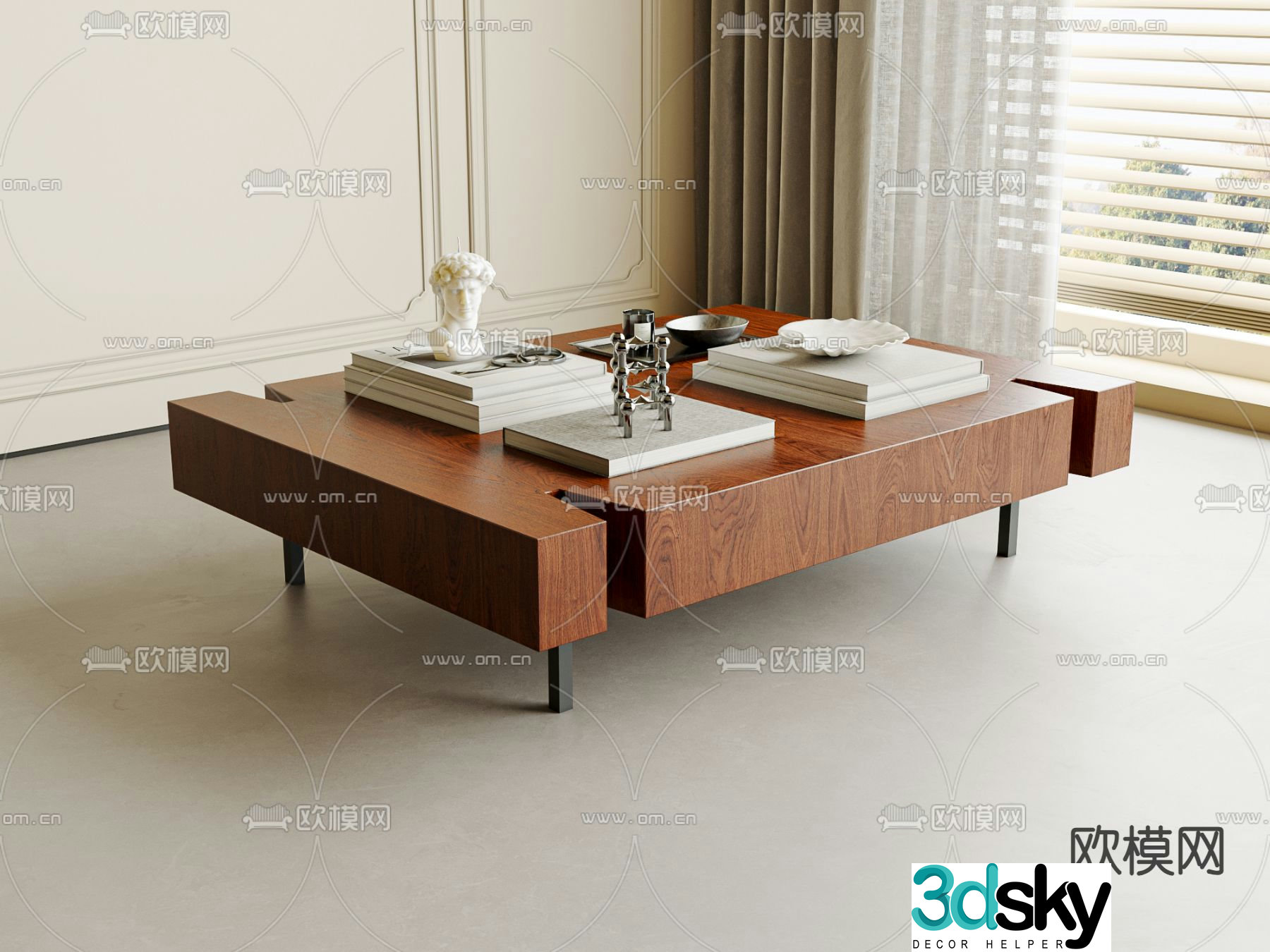 Middle-aged style coffee table 3D model