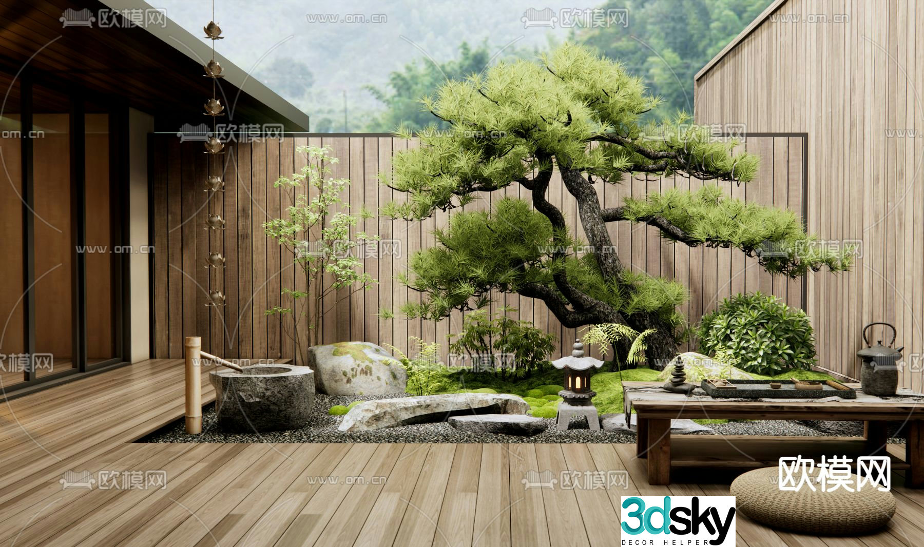 New Chinese style courtyard landscape plant landscaping 3D model