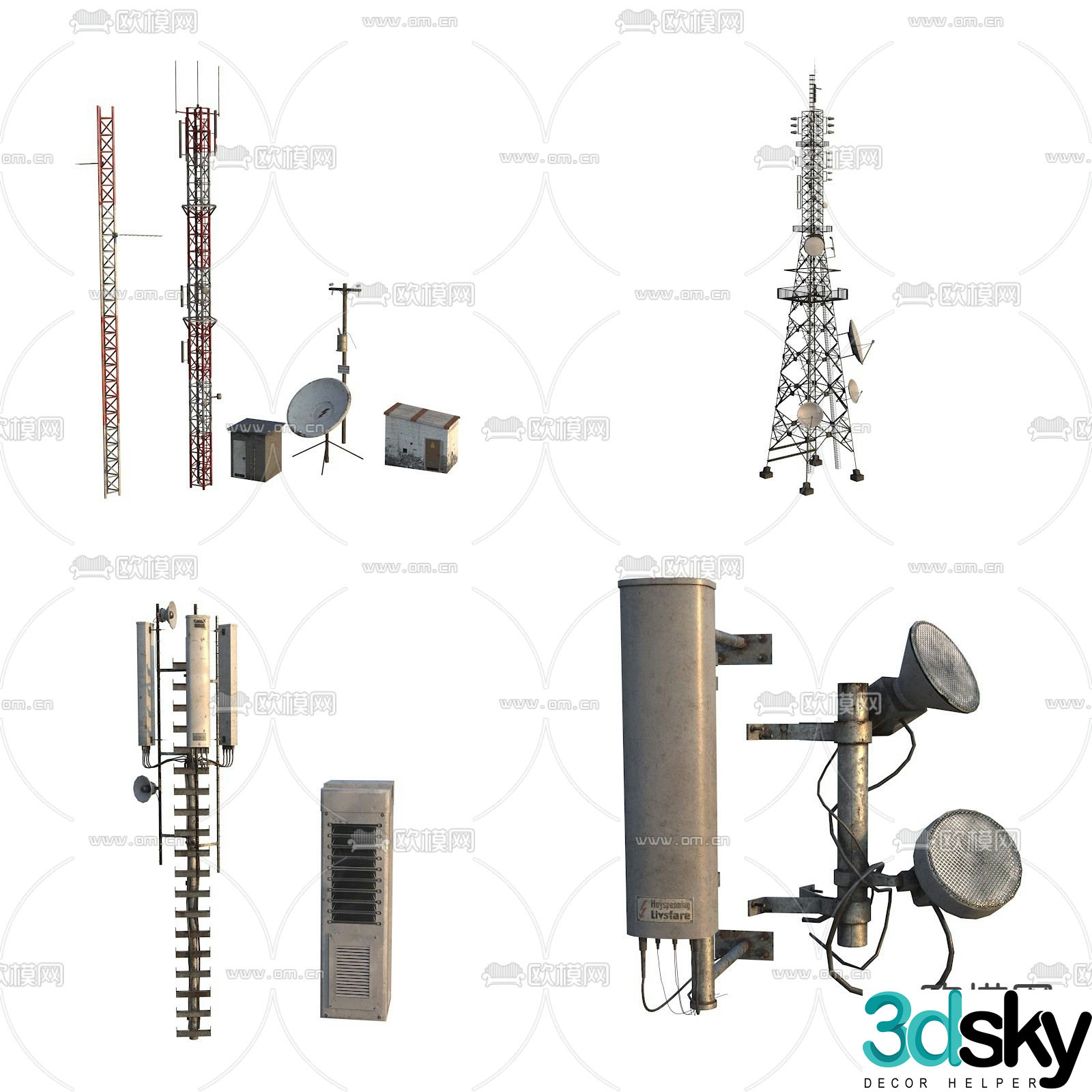 Antenna Signal Receiving Tower Horn Radio Transmission 3D Model