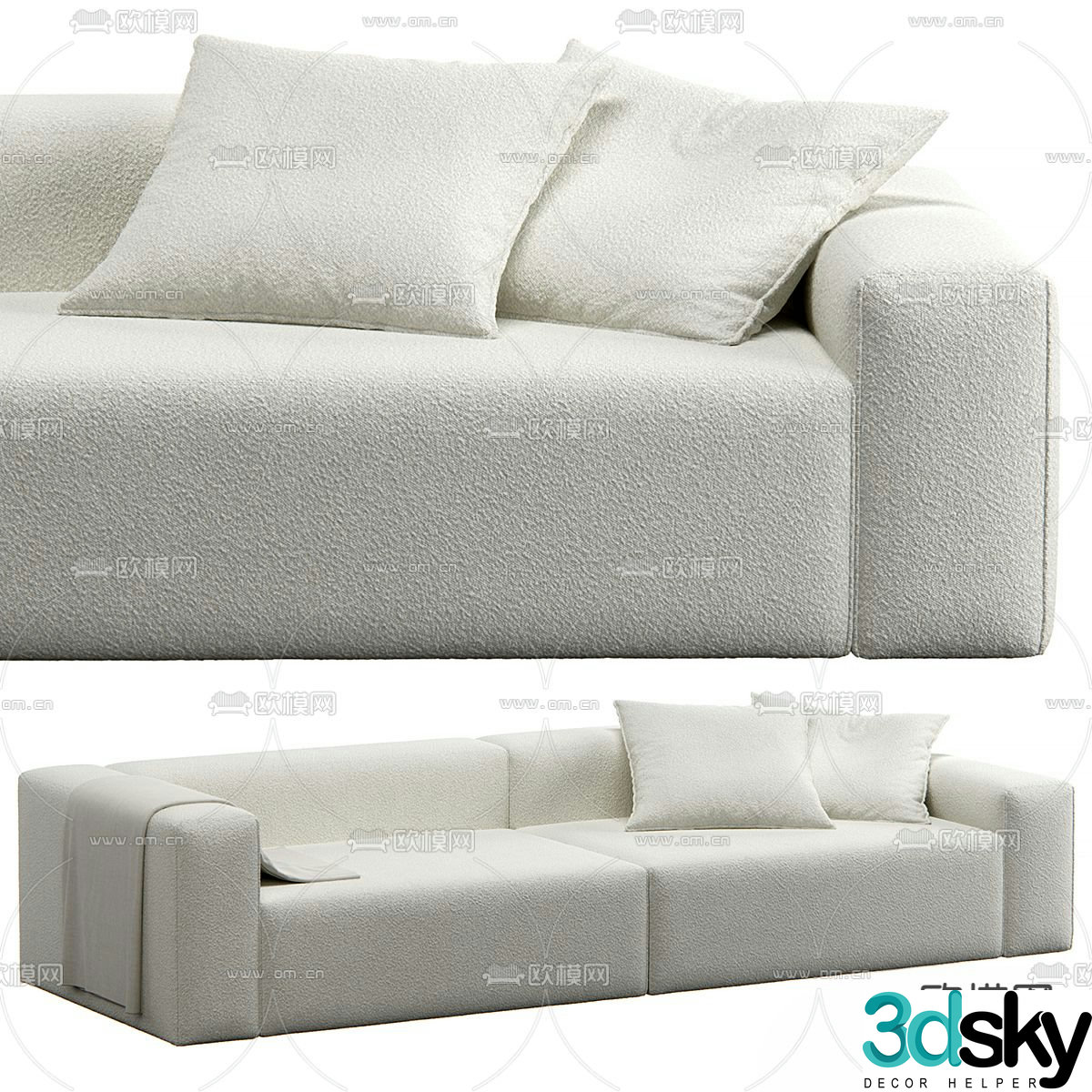 Twils cream style sofa double sofa 3d model
