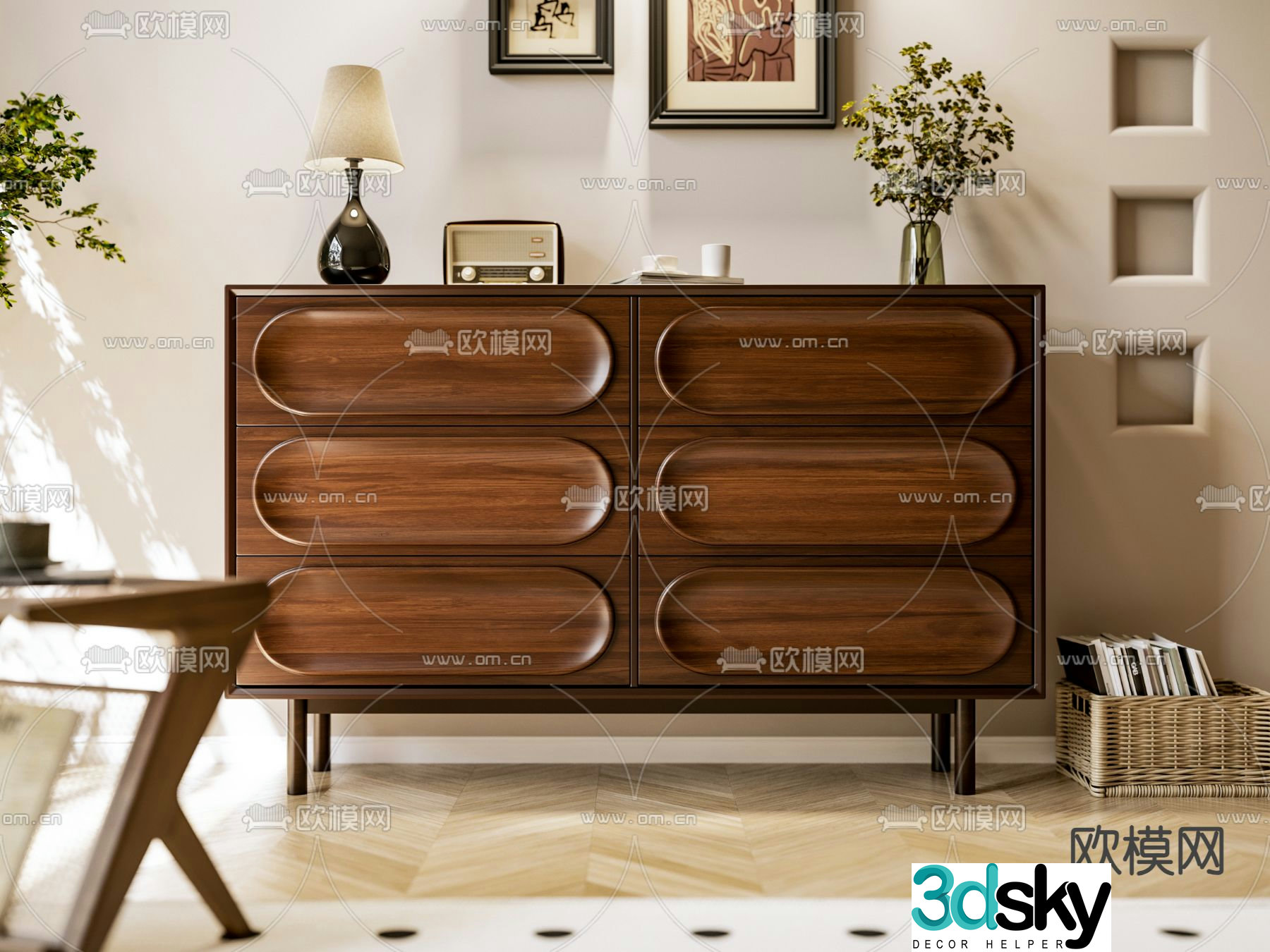 Medieval style chest of drawers 3D model