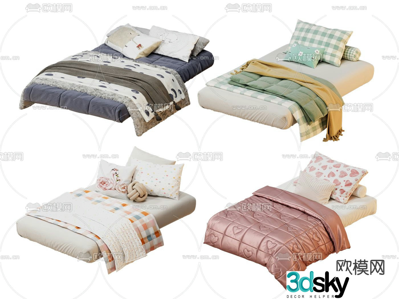 Modern children’s bed single bed 3d model