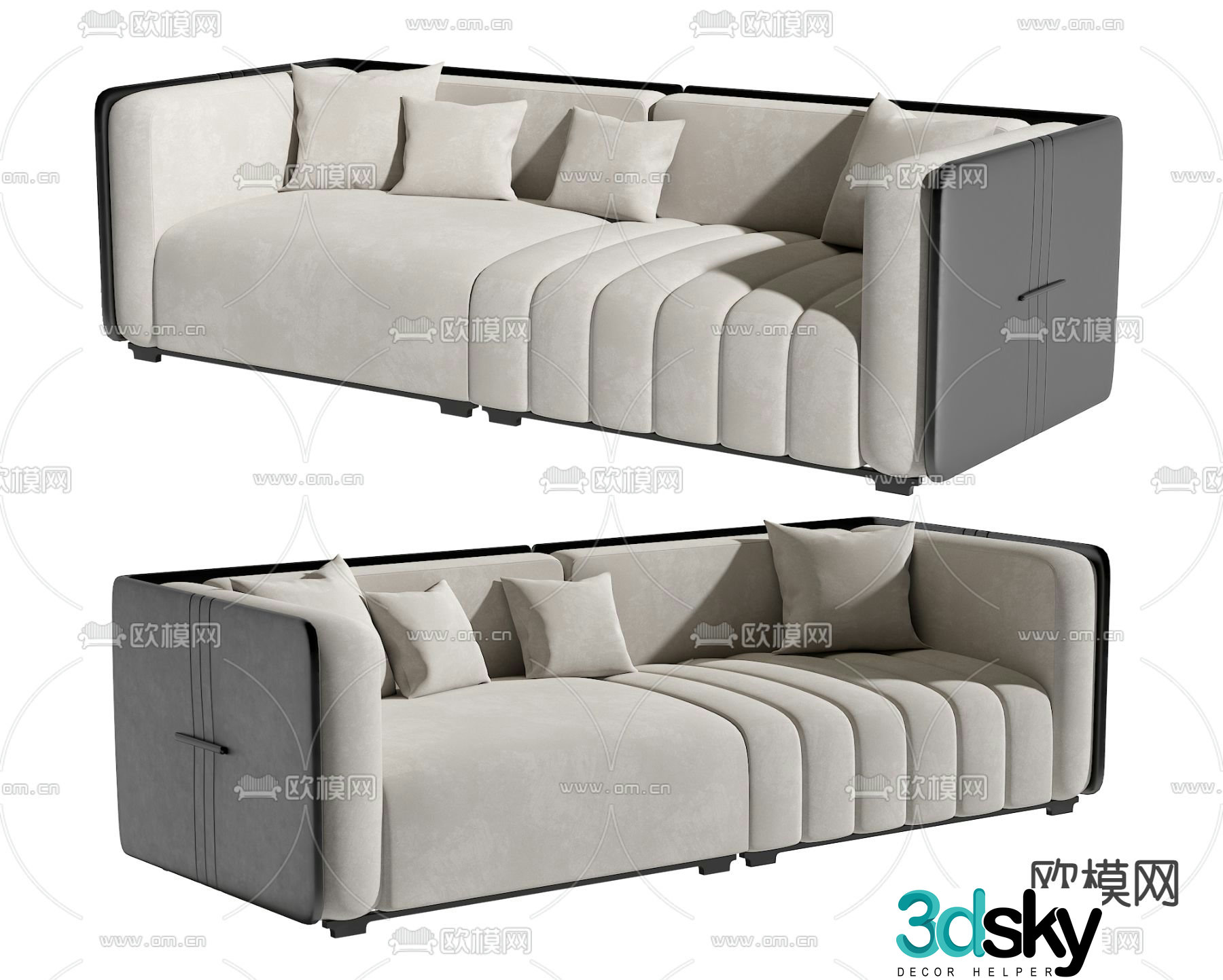 Fabric double sofa 3d model