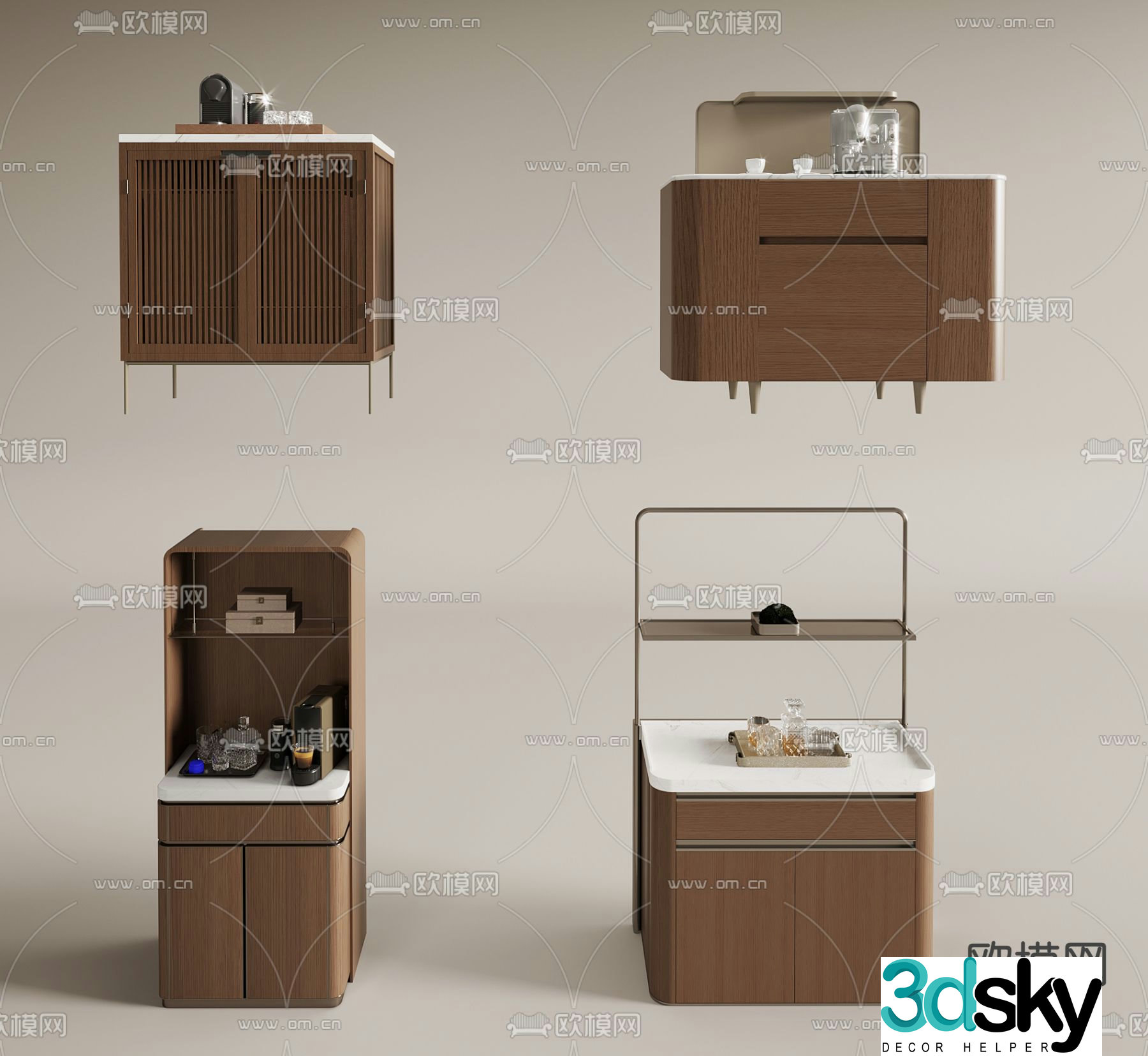 Wabi-sabi sideboard minibar 3d model