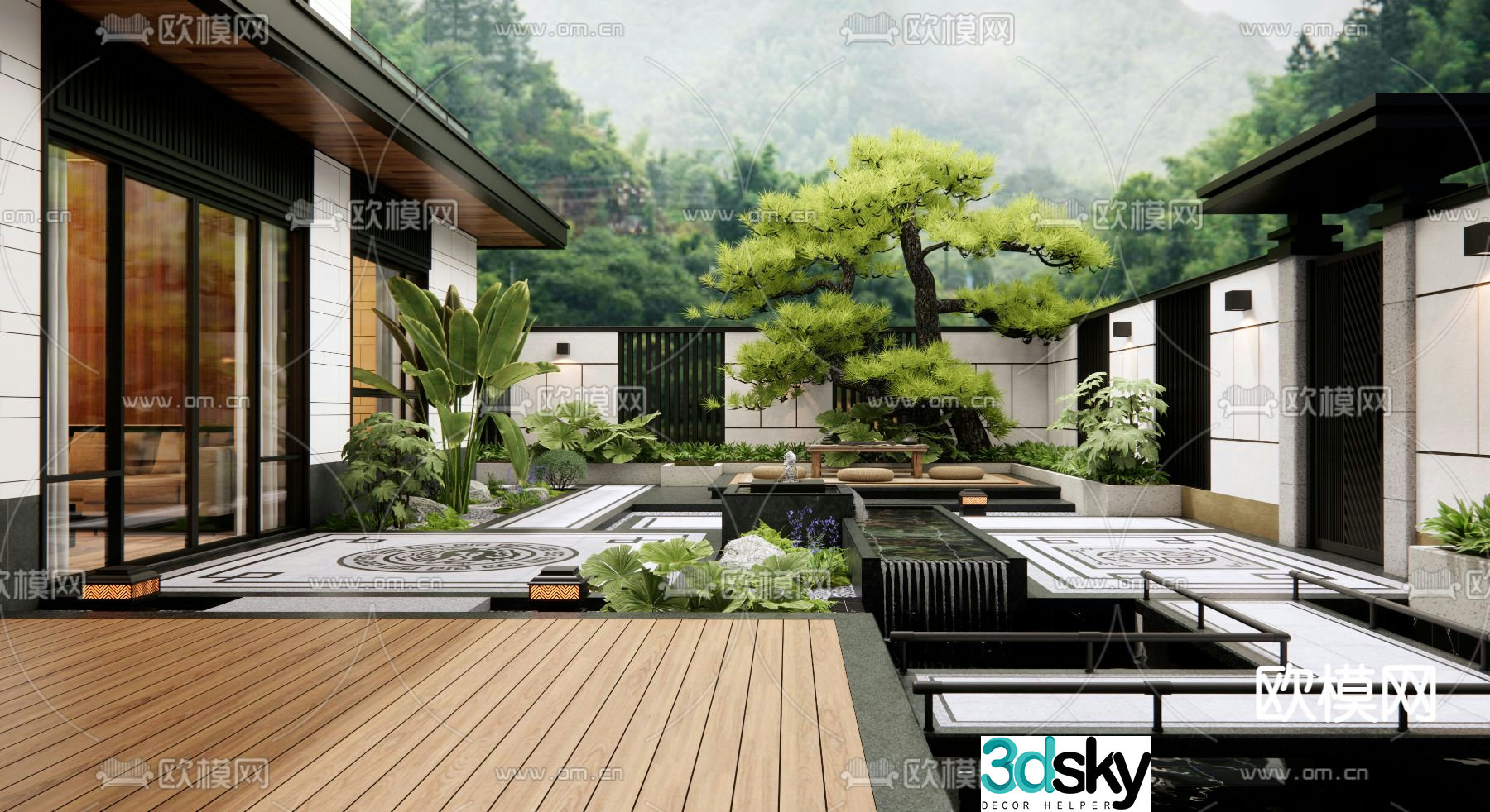 Courtyard landscape garden 3d model