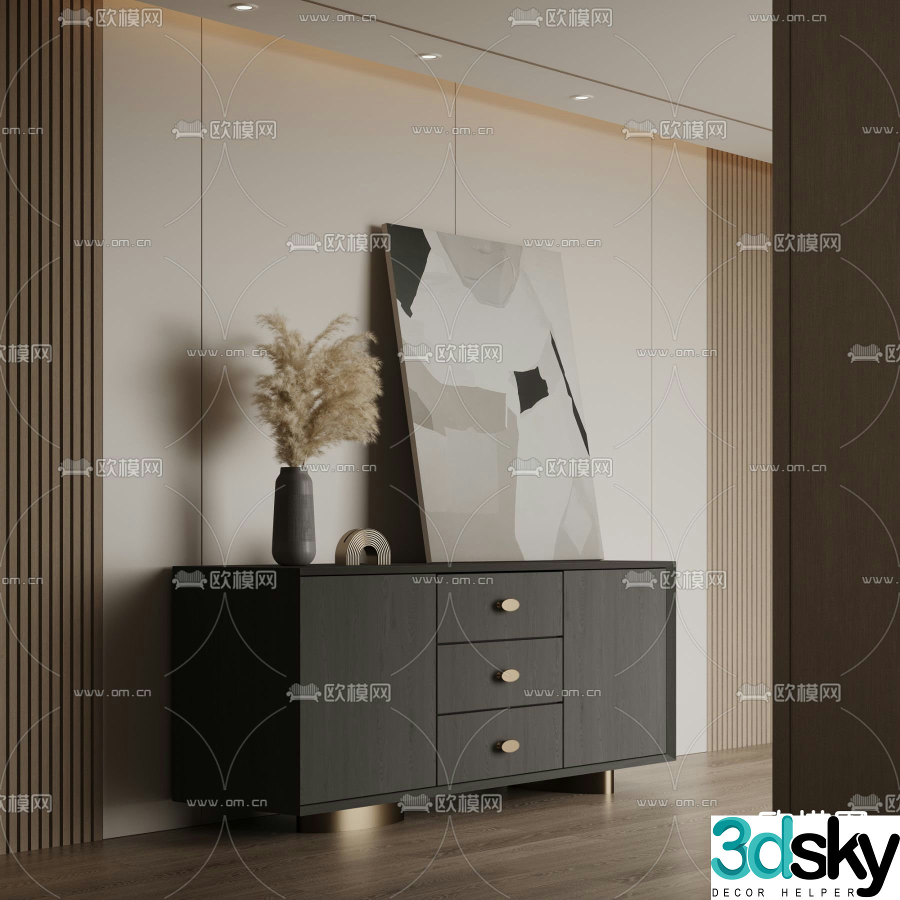 Modern chest of drawers side cabinet 3d model