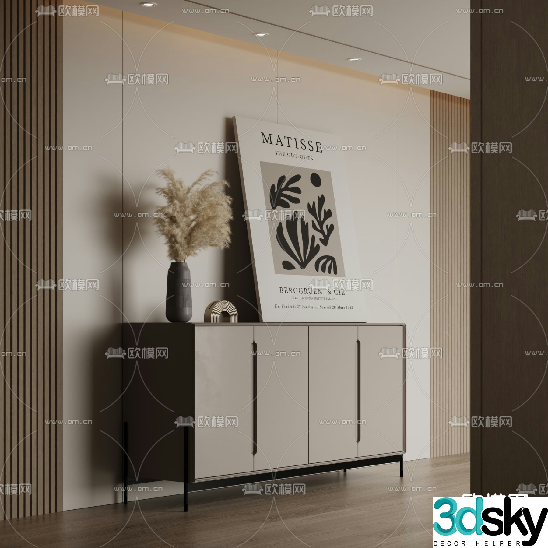 Modern porch cabinet side cabinet 3D model