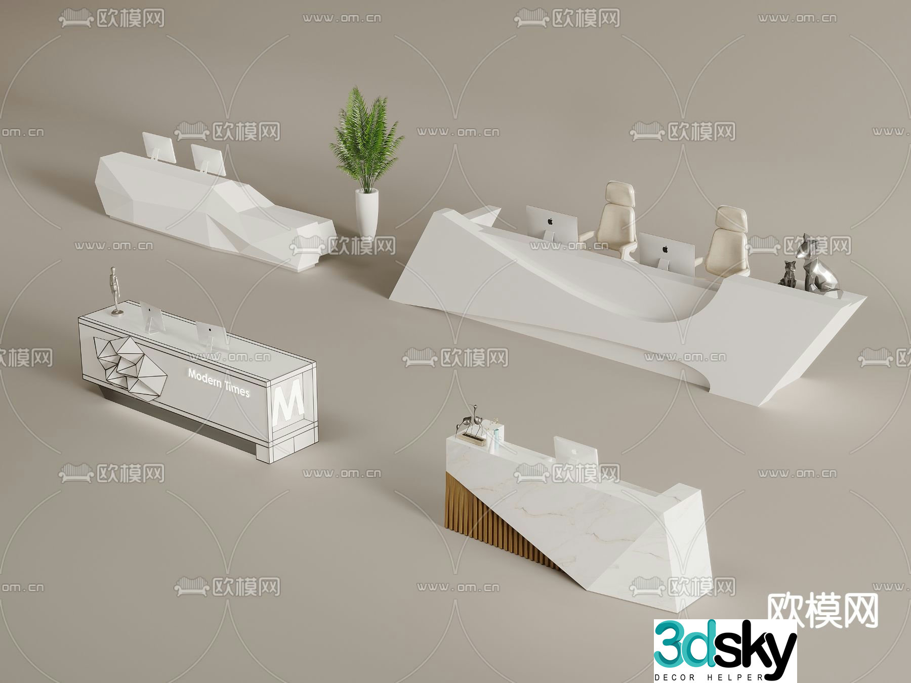 service desk front desk reception desk 3d model