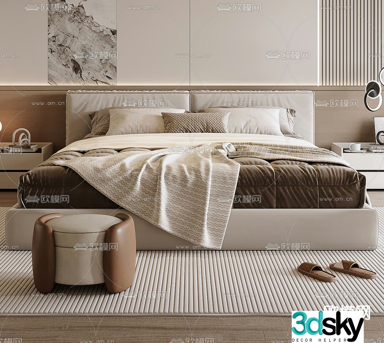 Modern double bed 3d model